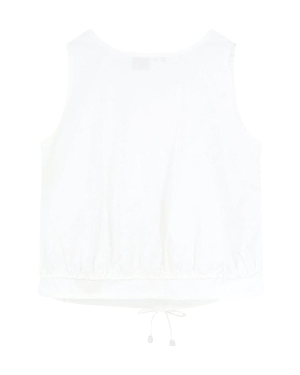 Loewe White Drawstring Waist Crewneck Top