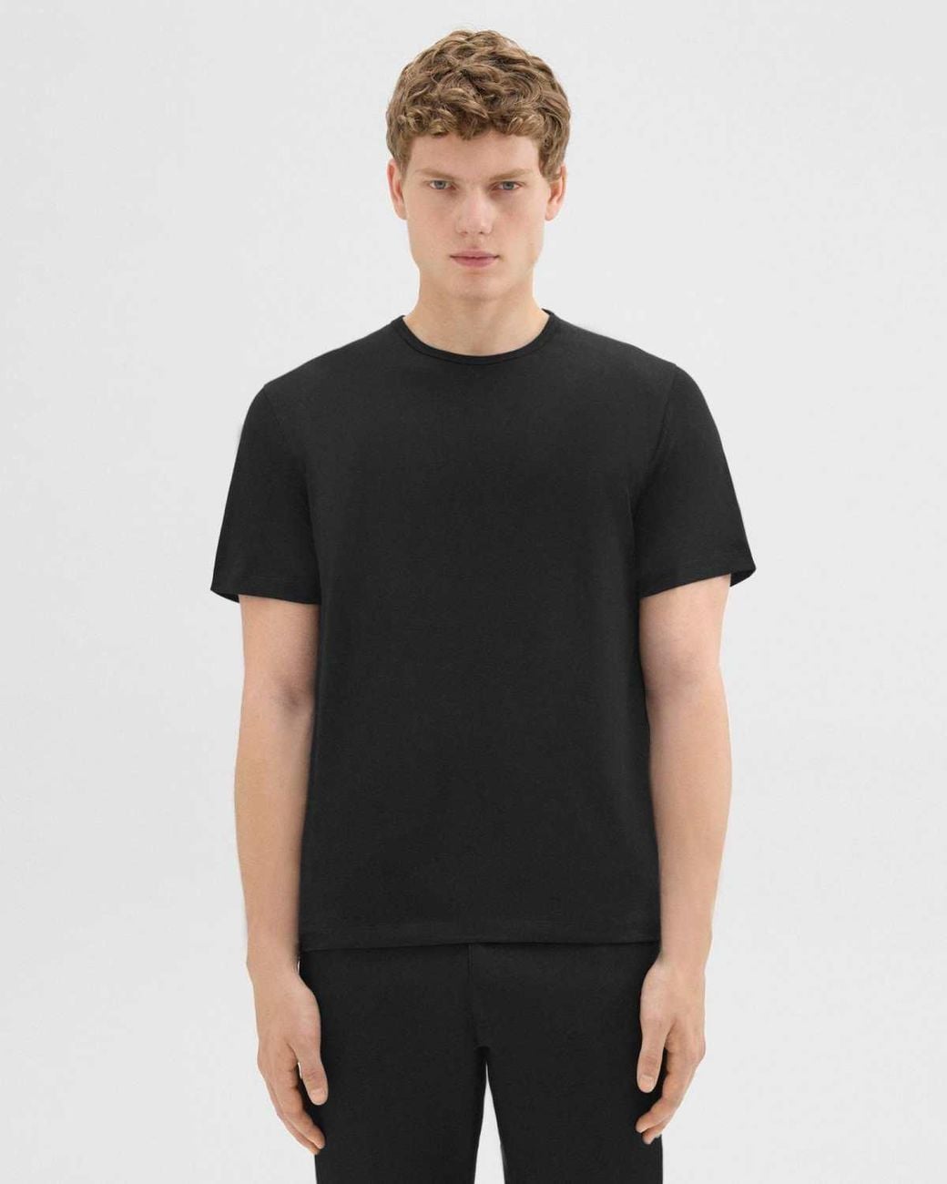 Theory Black Precise Short-Sleeved Crewneck T-Shirt for men