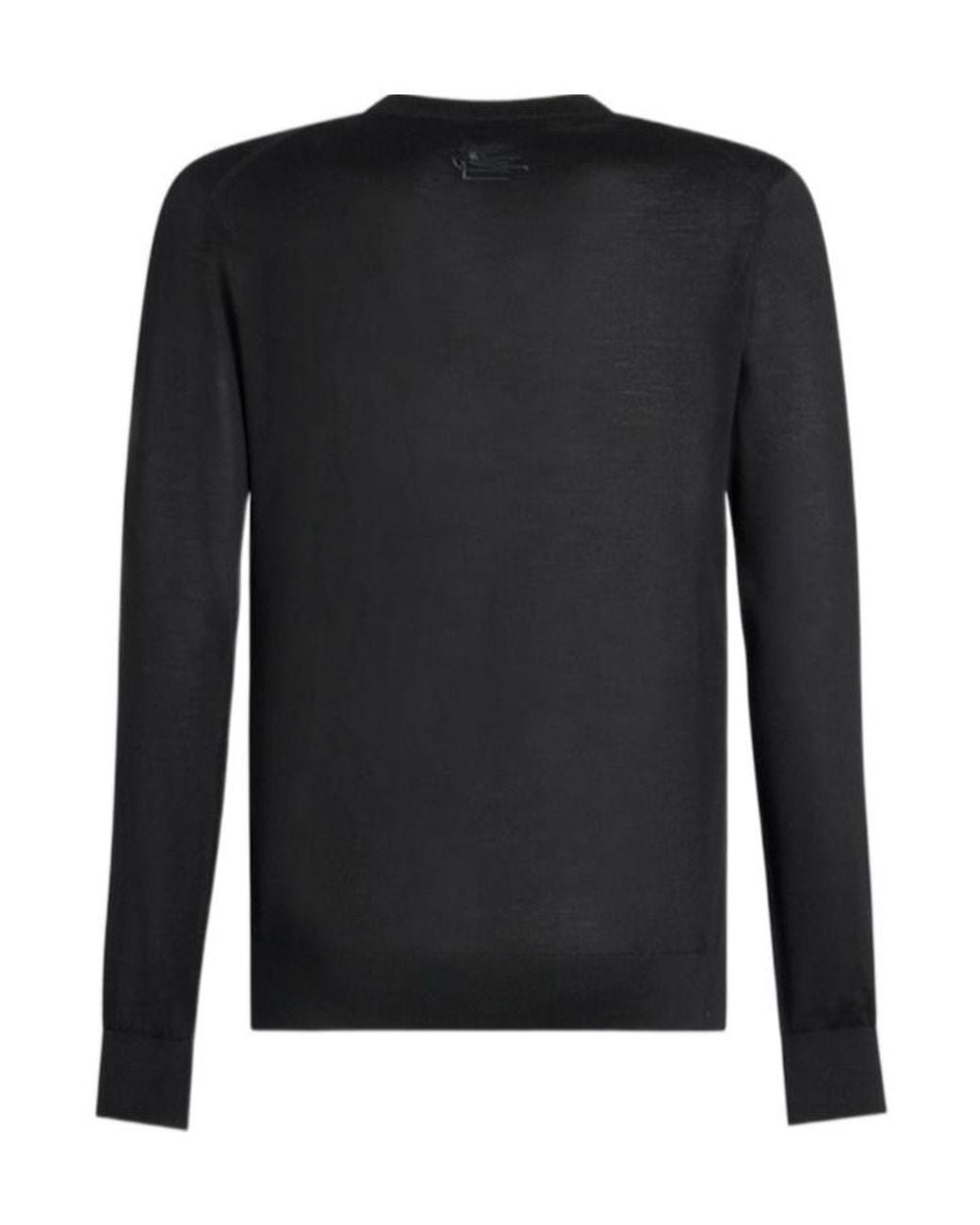 Etro Black Silk And Cashmere Jumper With Logo On Rear for men