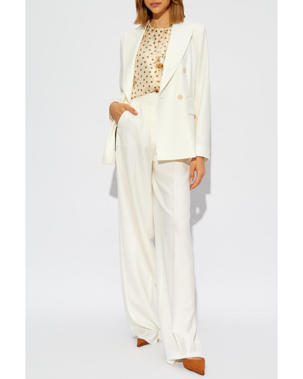 Max Mara White Sanna Double-Breasted Long-Sleeved Jacket