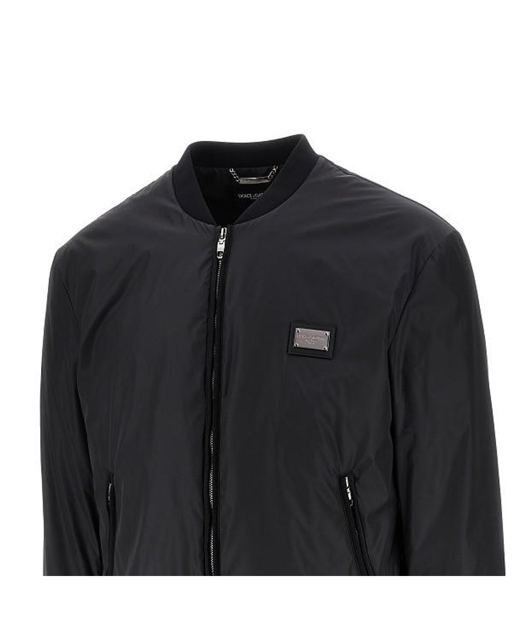 Dolce & Gabbana Black Logo Plaque Zipped Jacket for men