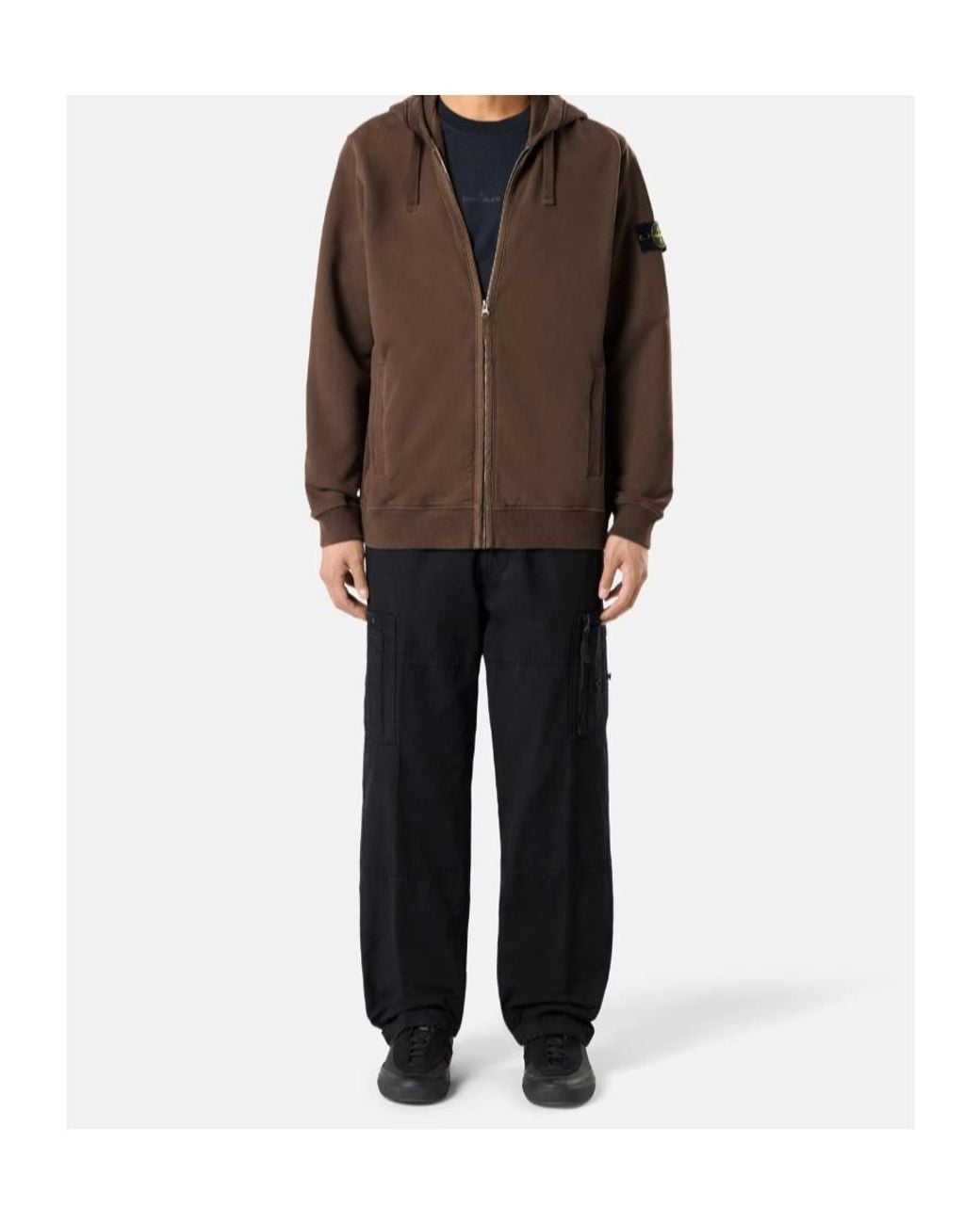 Stone Island Brown Regular-Fit Zip-Up Hooded Sweatshirt With Ribbed Inserts for men