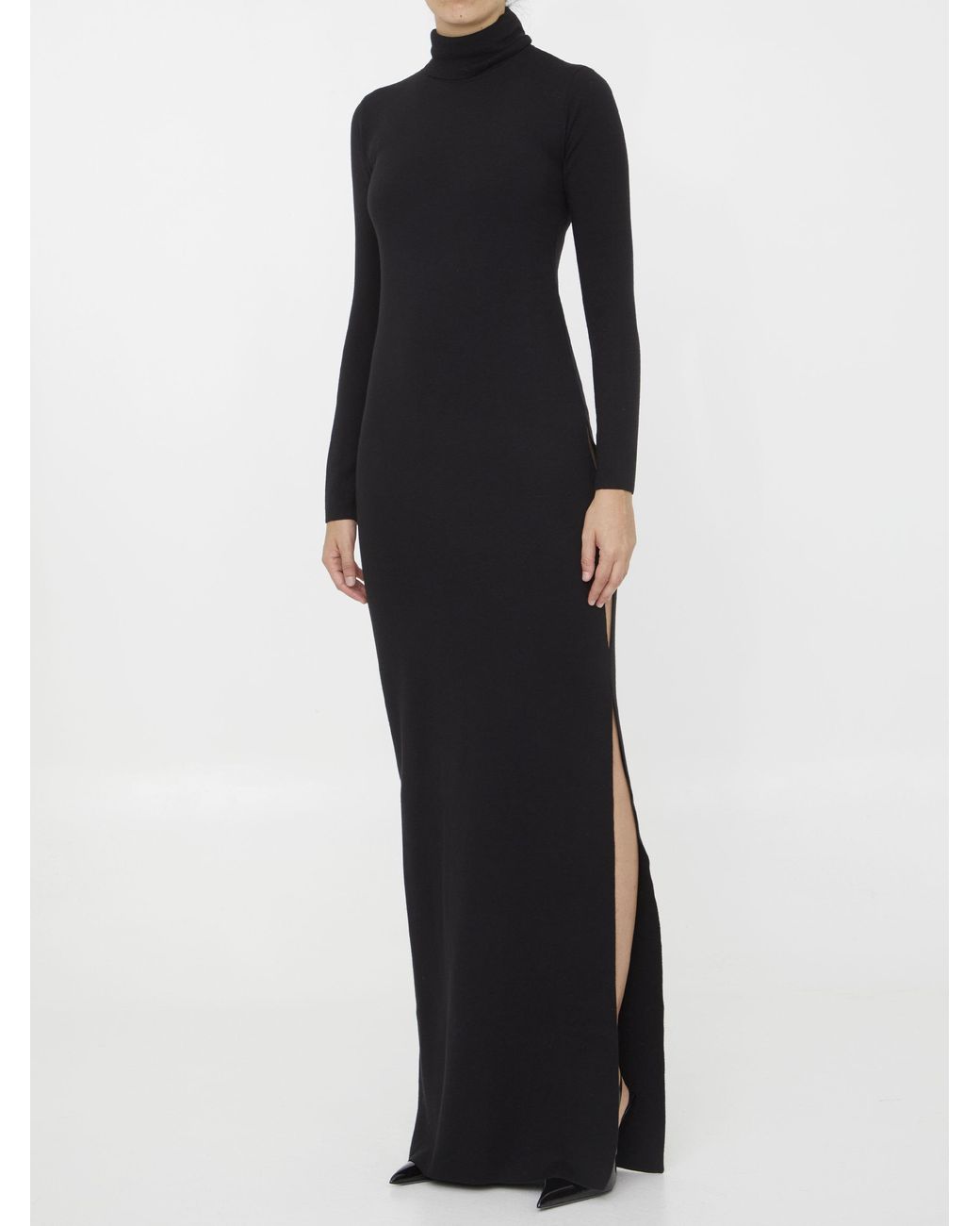 Saint Laurent Black Long Turtleneck Dress