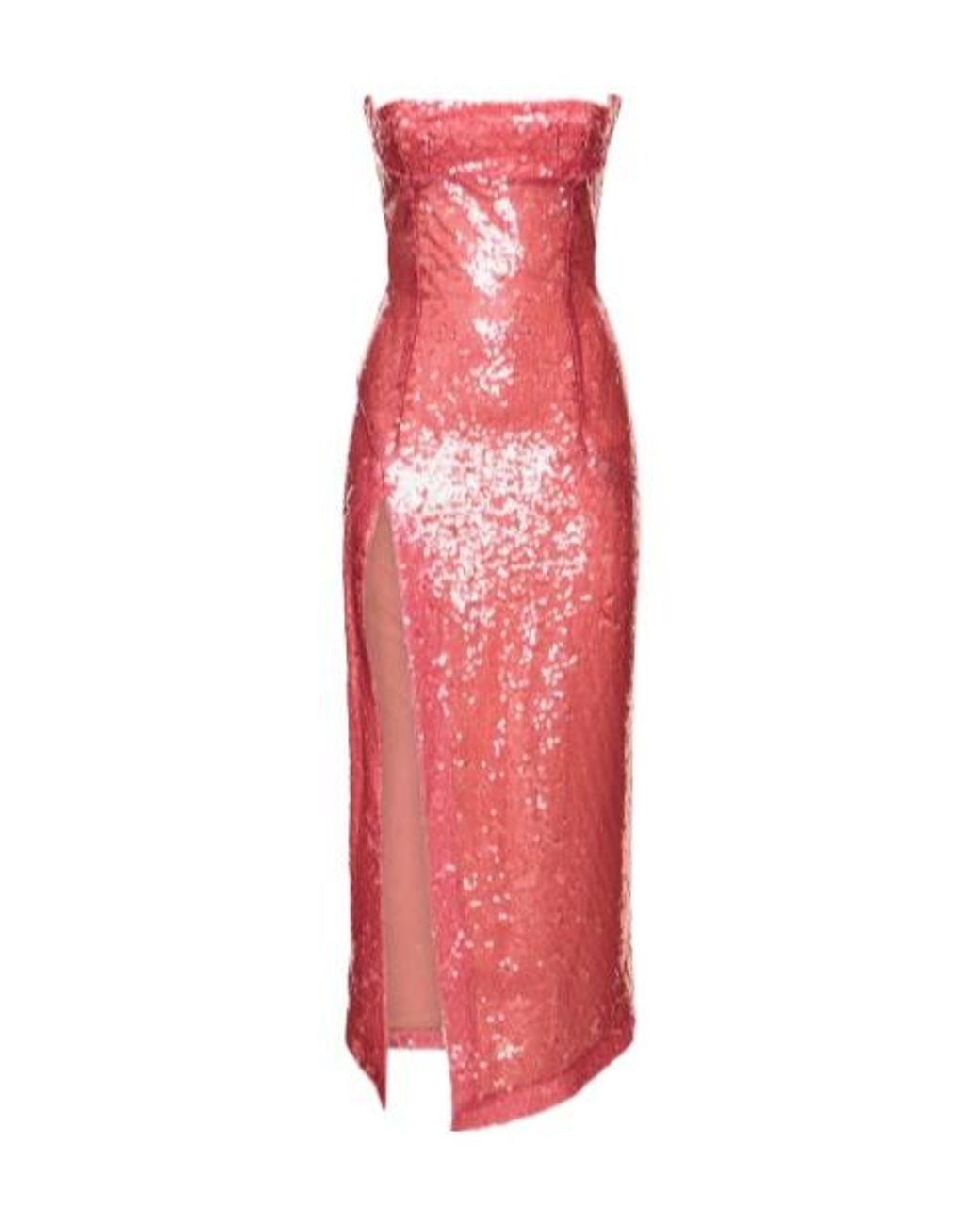 The Attico Red Medium-Length Sequined Strapless Dress