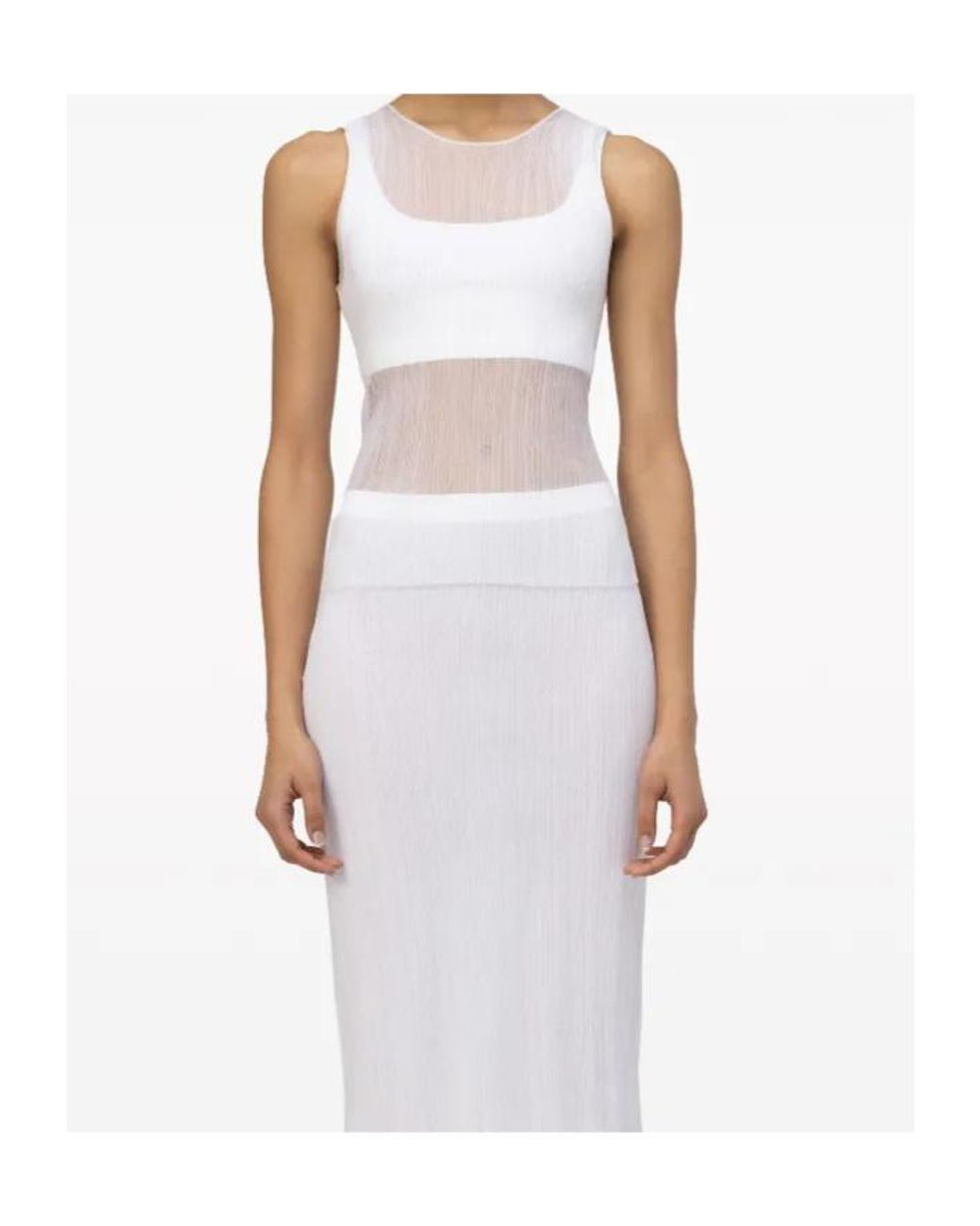 Jonathan Simkhai White Oakley Semi-Sheer Tank Top
