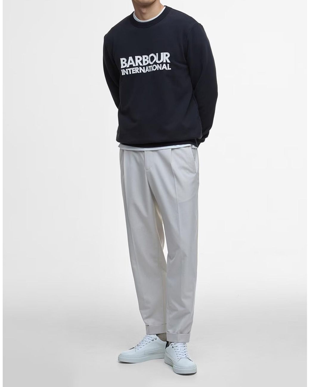 Barbour Black Crew Neck Logo Sweatshirt for men
