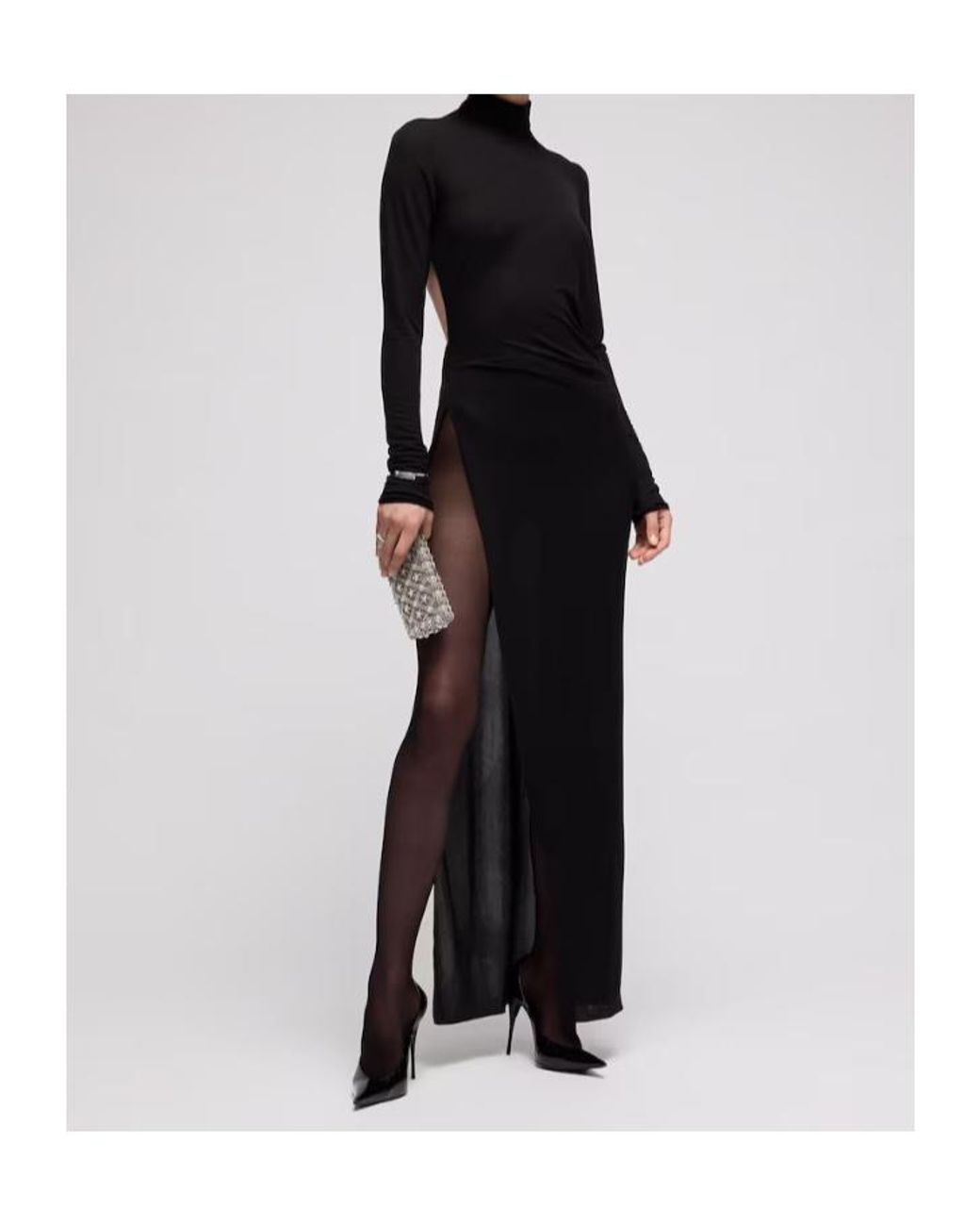 Gucci Black Viscose Crêpe Jersey Dress With Split