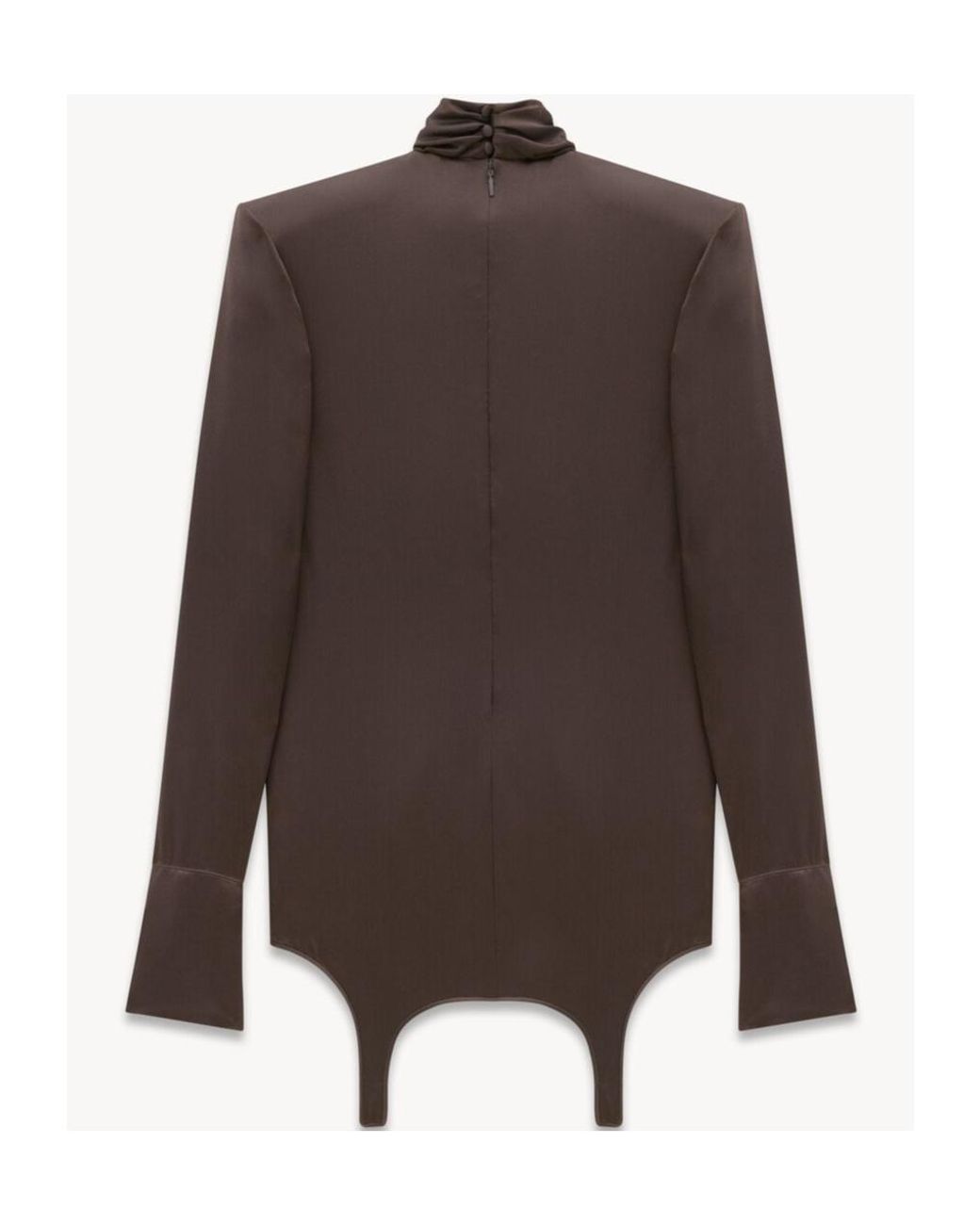 Saint Laurent Brown Twist-Neck Garter Blouse