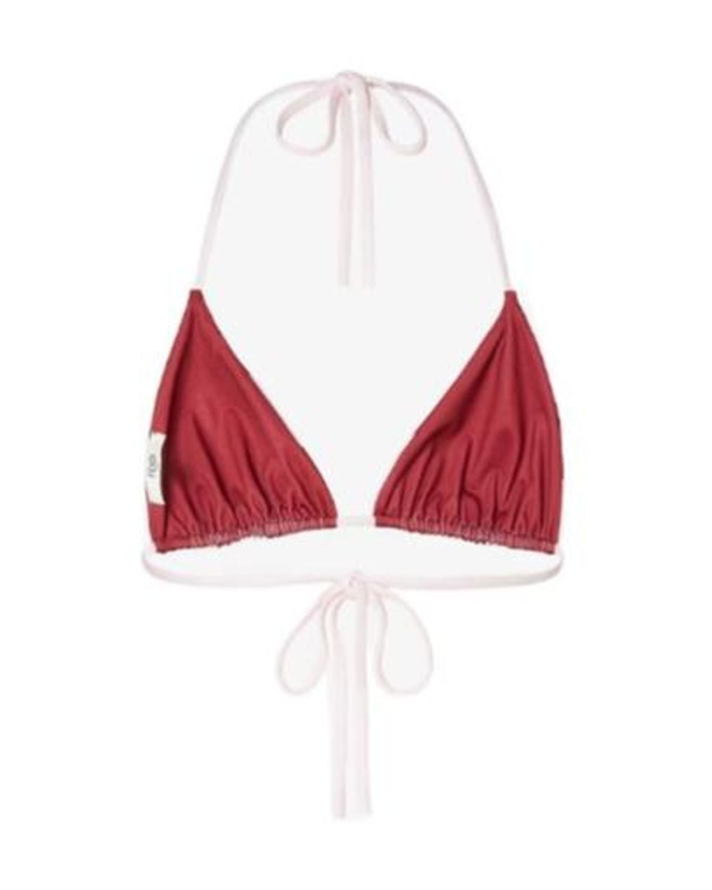 Fendi Red Striped Halterneck Reversible Triangle Bikini Top