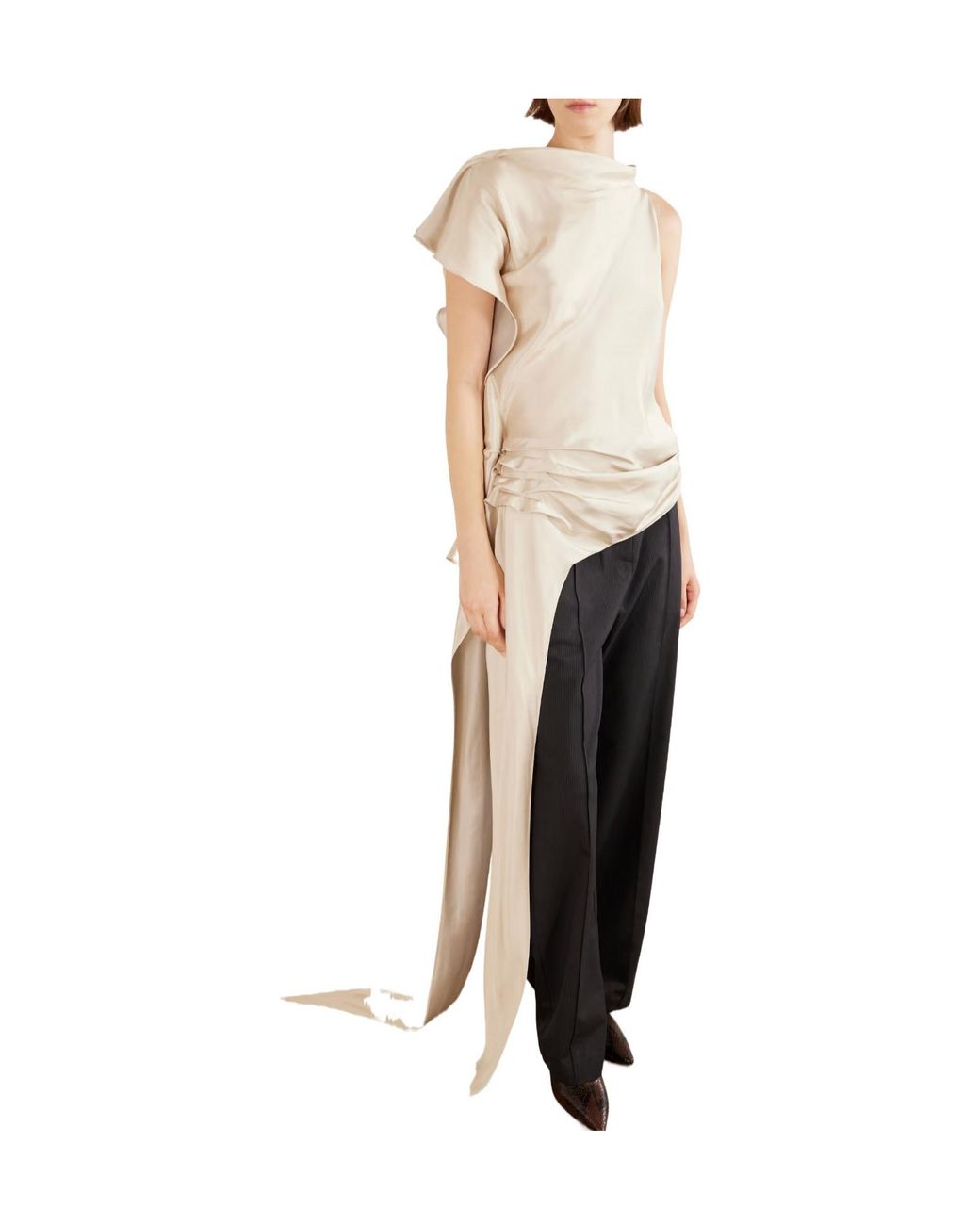 Kallmeyer White Elif Asymmetric Ruched Woven Blouse