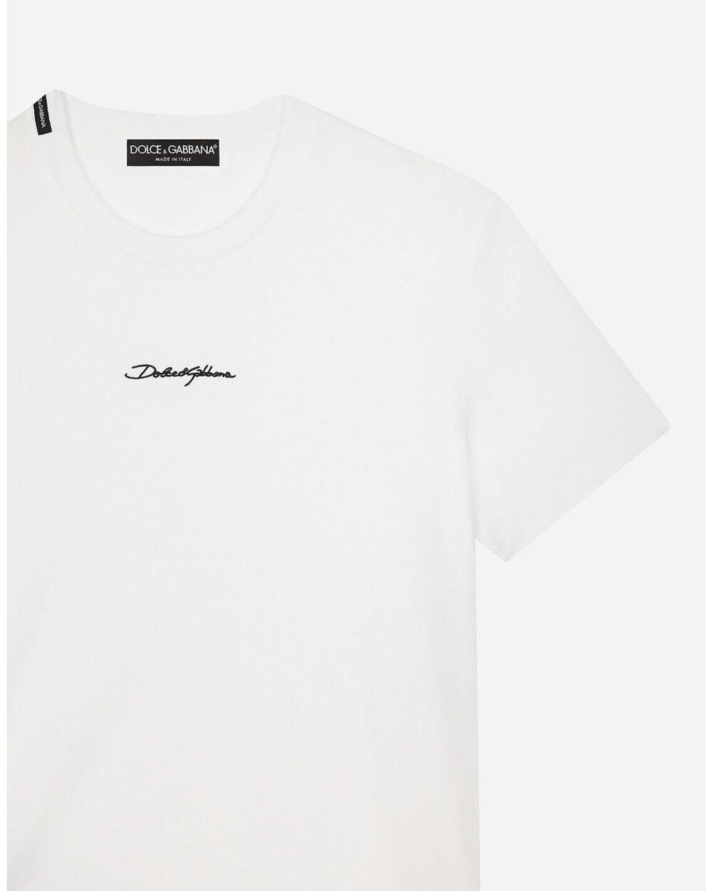 Dolce & Gabbana White Logo Patch Crewneck T-Shirt for men