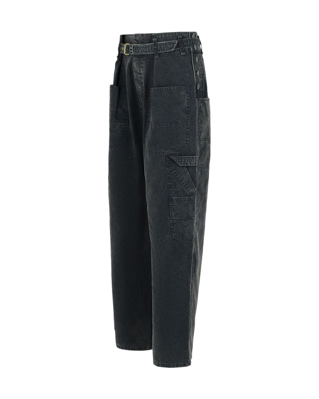 Isabel Marant Black Isabel Marant Étoile Belted Wide-Leg Cargo Trousers