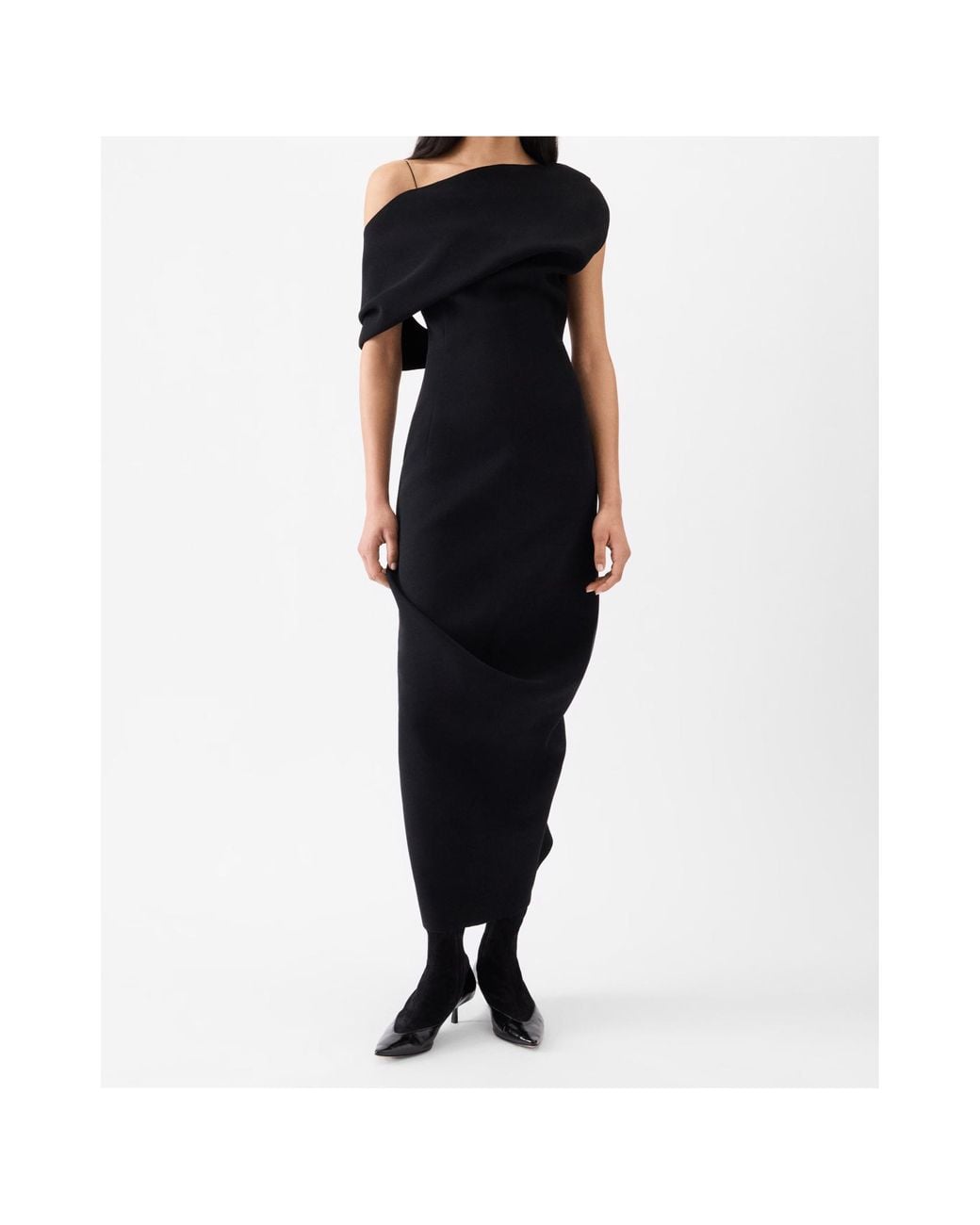 Jacquemus Black Draped One-Shoulder Dress