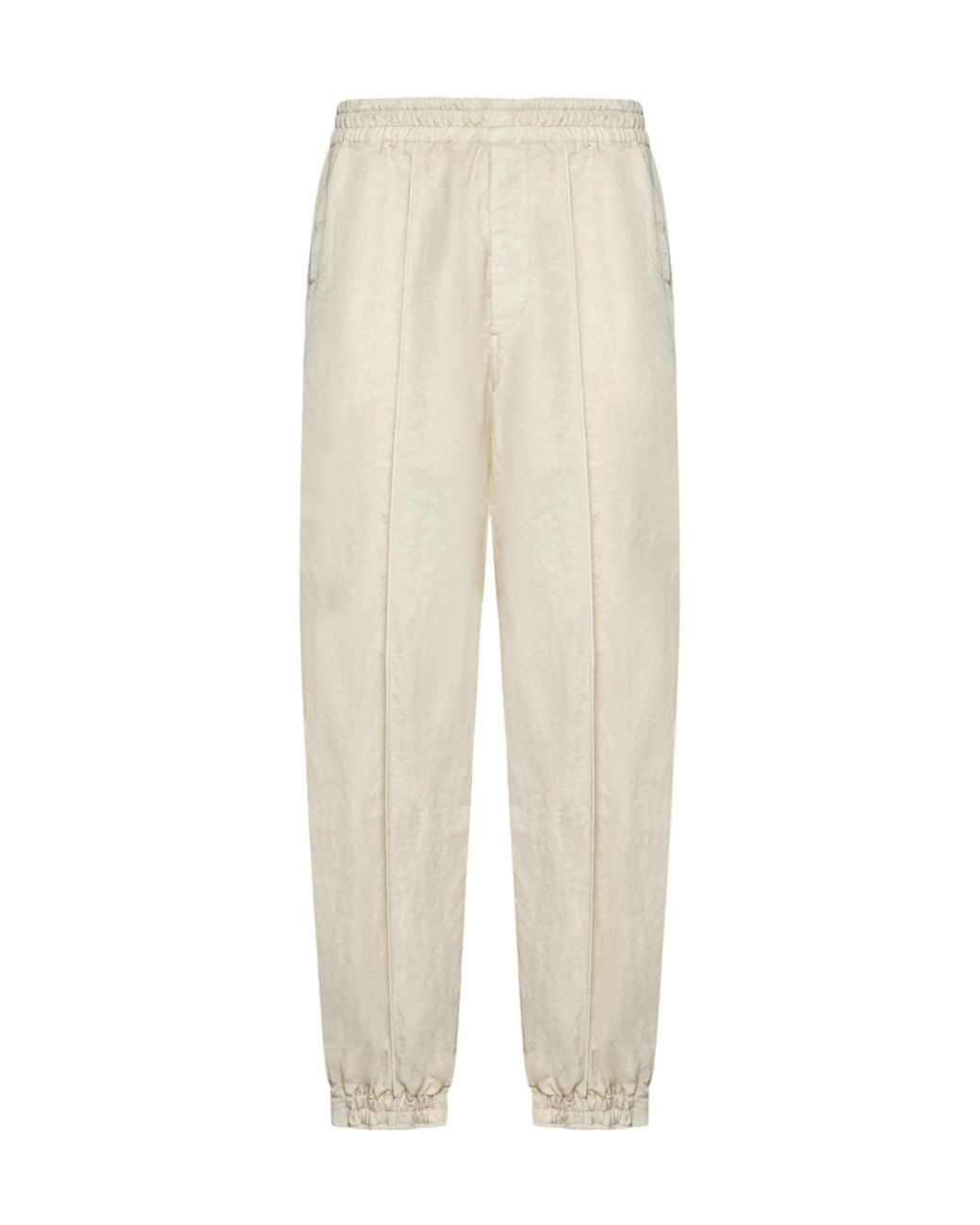 Burberry White Crinkled Elasticated Waistband Wide-Leg Track Pants for men
