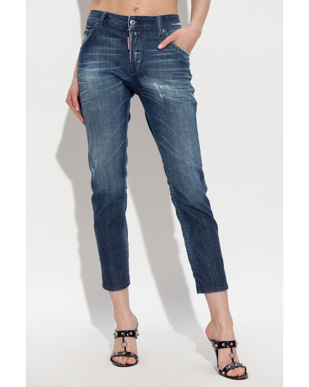 DSquared² Blue Straight Leg Distressed Jeans