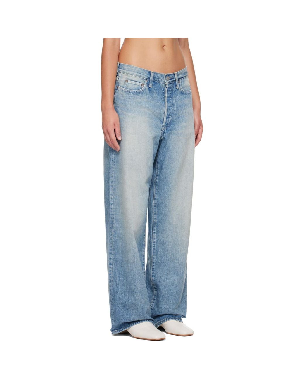 Ssstein Blue Washed-Effect Loose-Fit Jeans for men