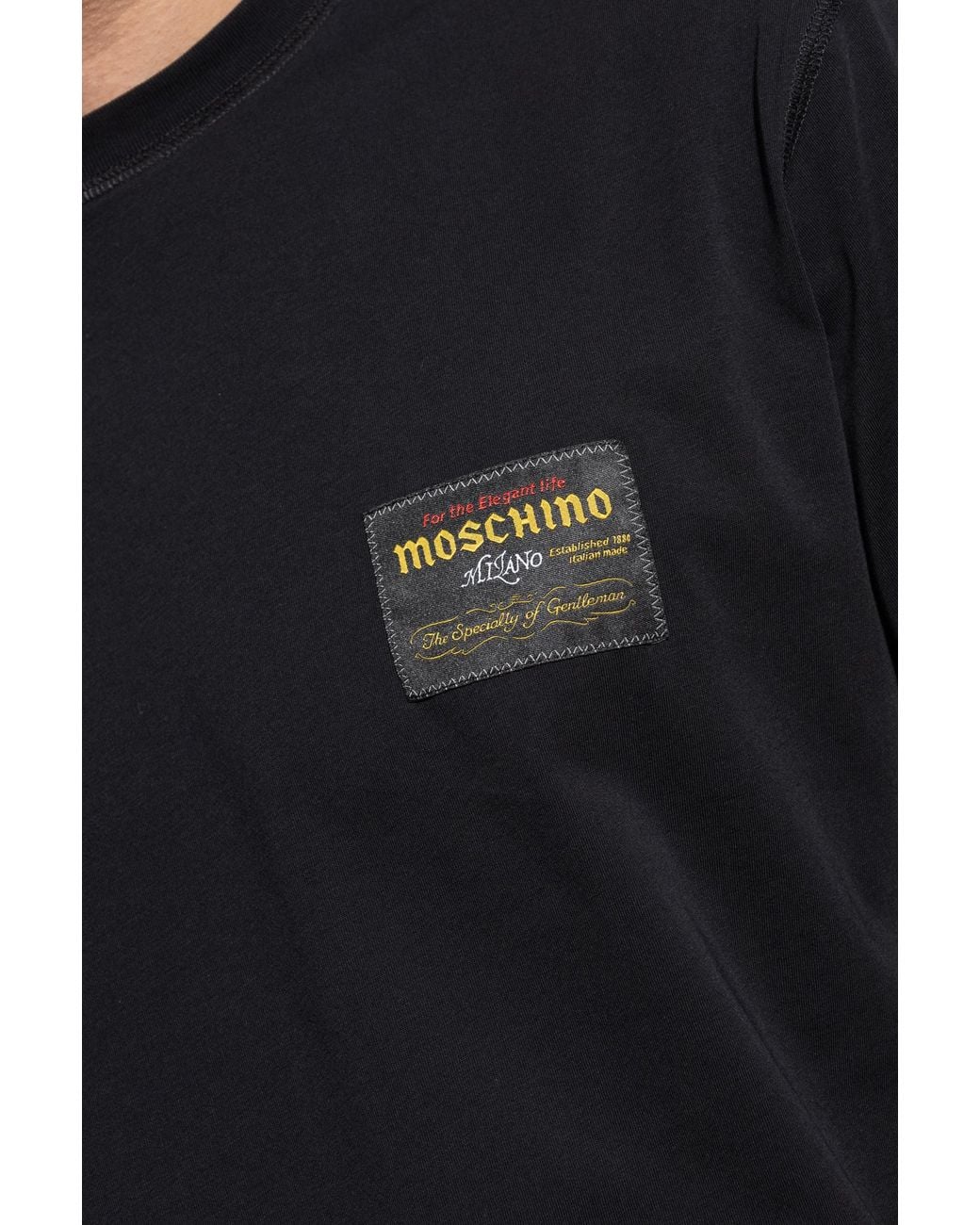 Moschino Black Item O-Neck Short-Sleeved T-Shirt for men