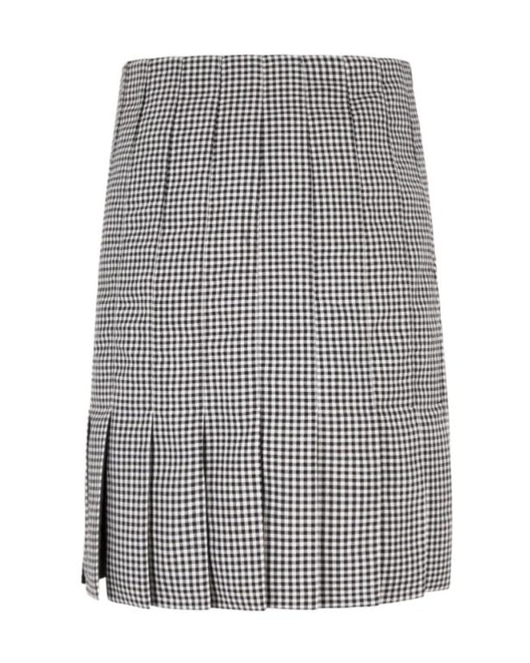 Ferragamo Gray Ferragamo Pleated Checked Skirt