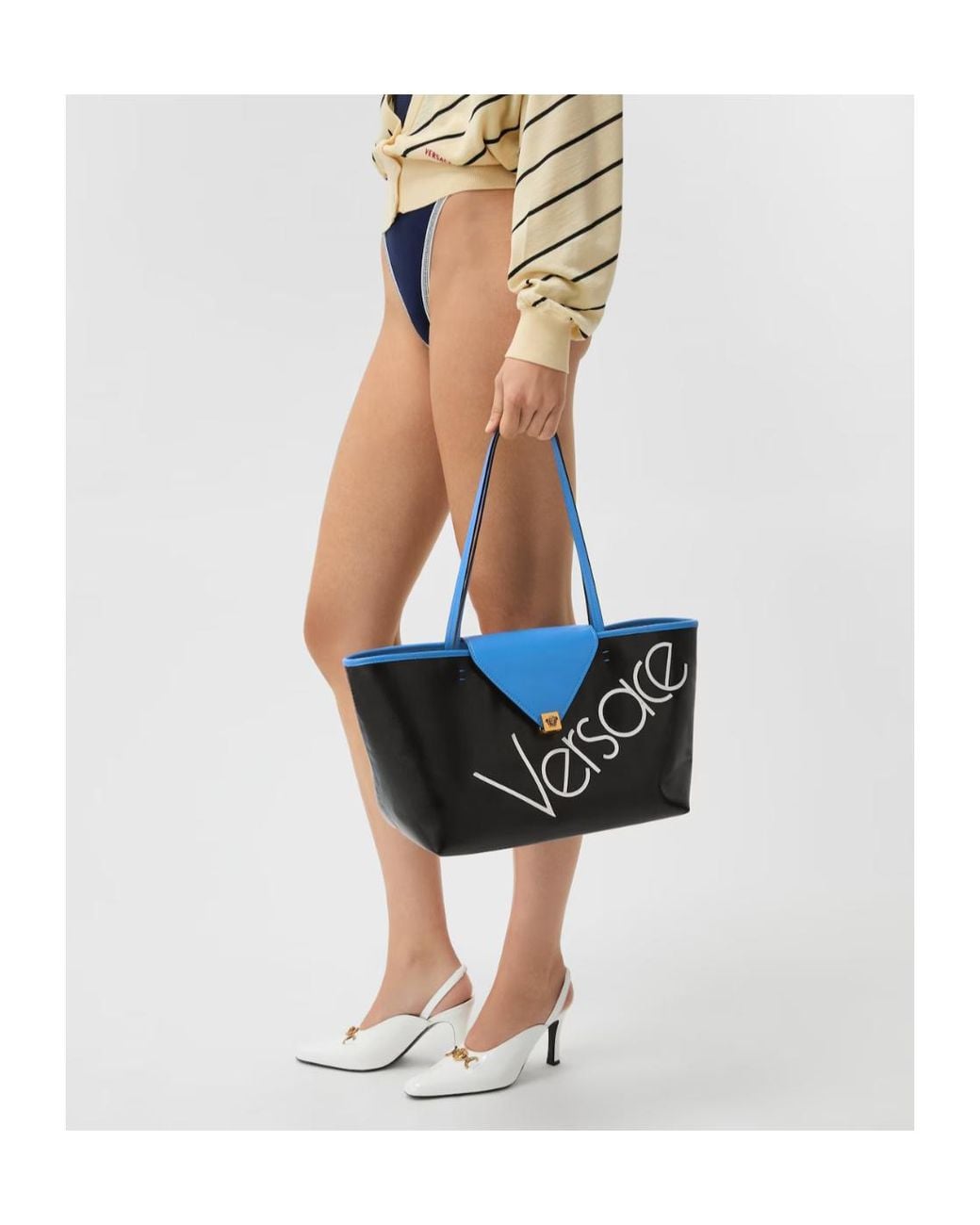 Versace Blue Severine Small Tote Bag