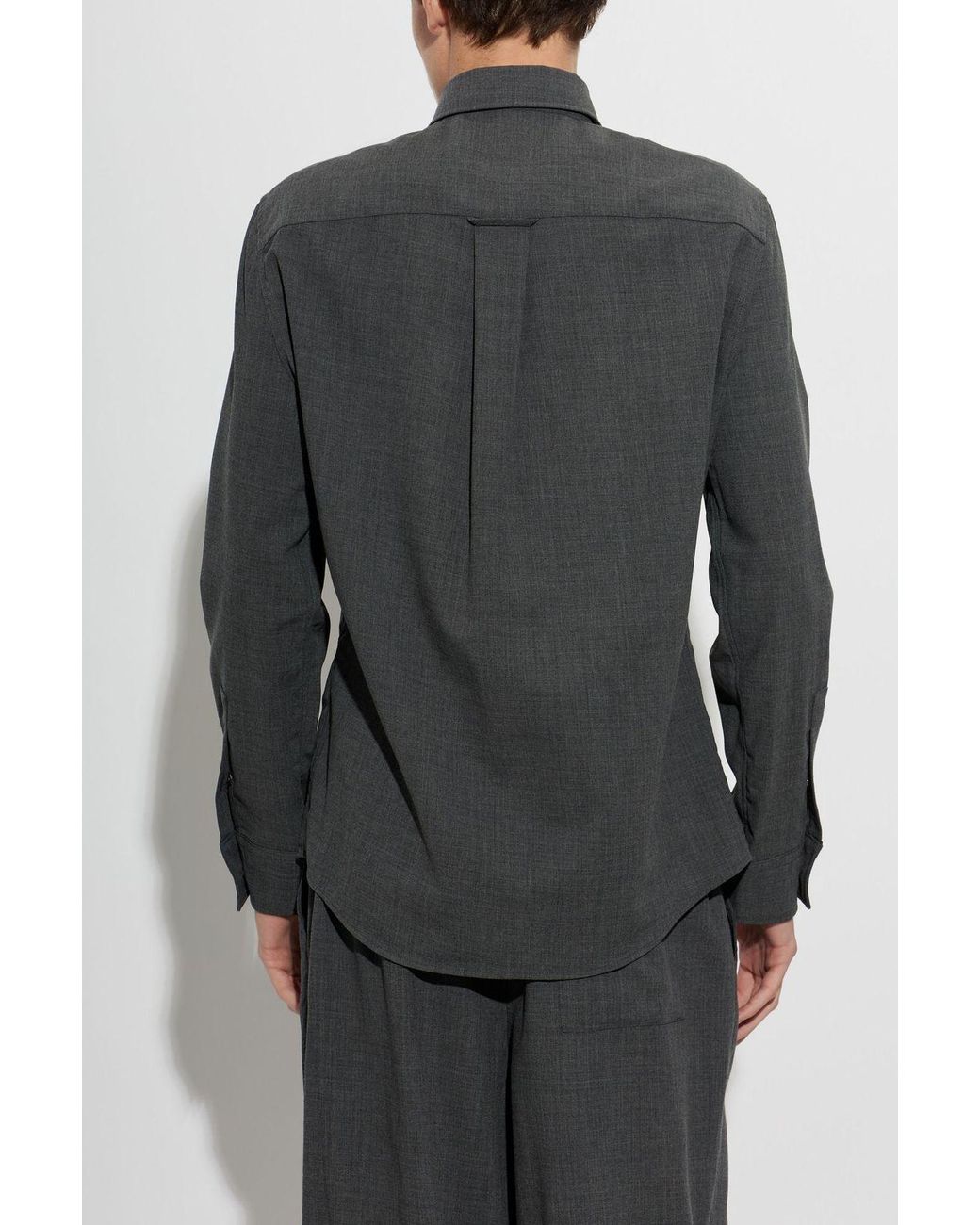 AMI Gray Ami Flap-Pocket Buttoned Shirt for men