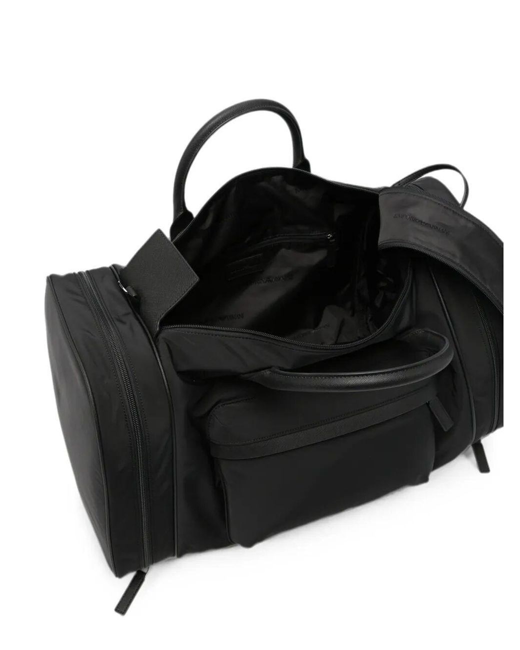 Emporio Armani Black Logo-Plaque Holdall for men