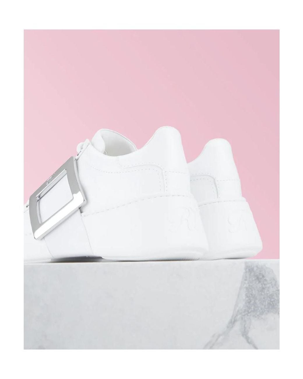 Roger Vivier White Viv' Skate Metal Buckle Sneakers