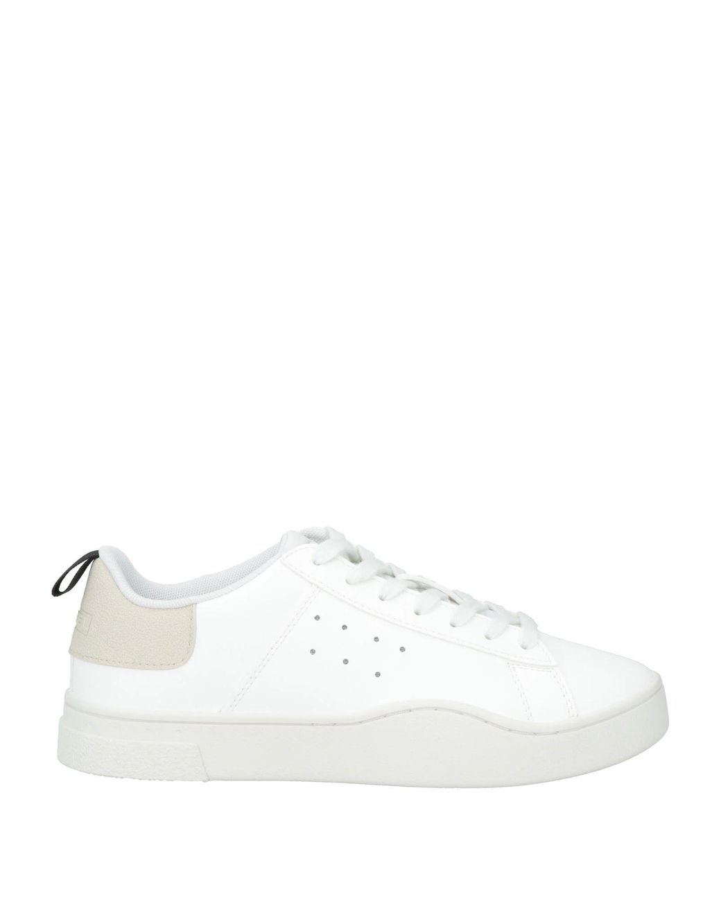 DIESEL White Minimalist Leather Low-Top Casual Shoes