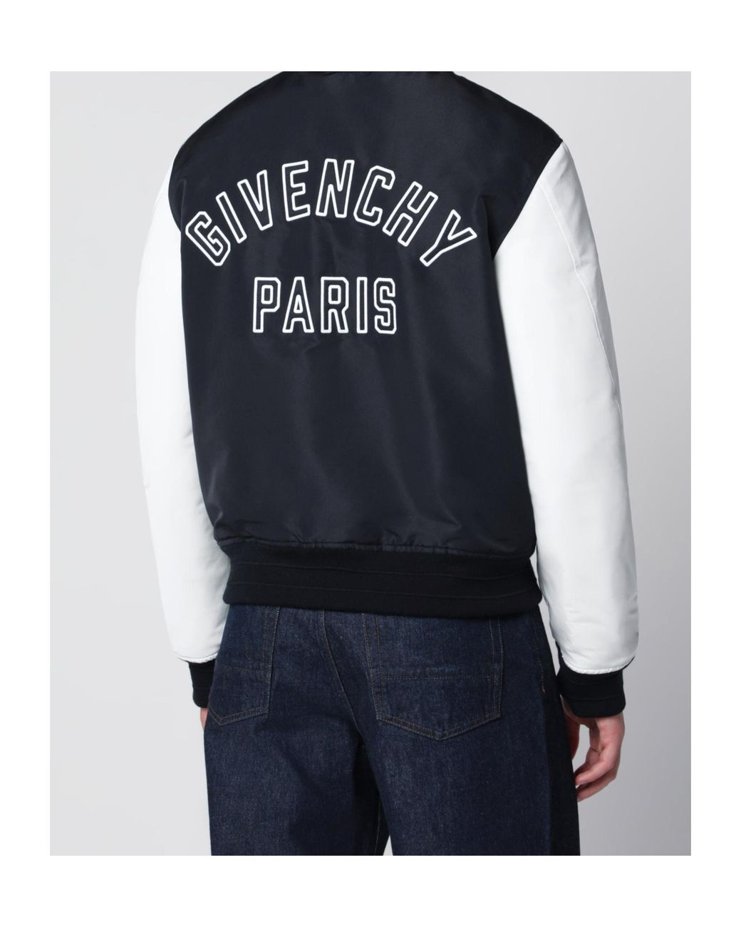 Givenchy Blue Logo Embroidered Bomber Jacket for men