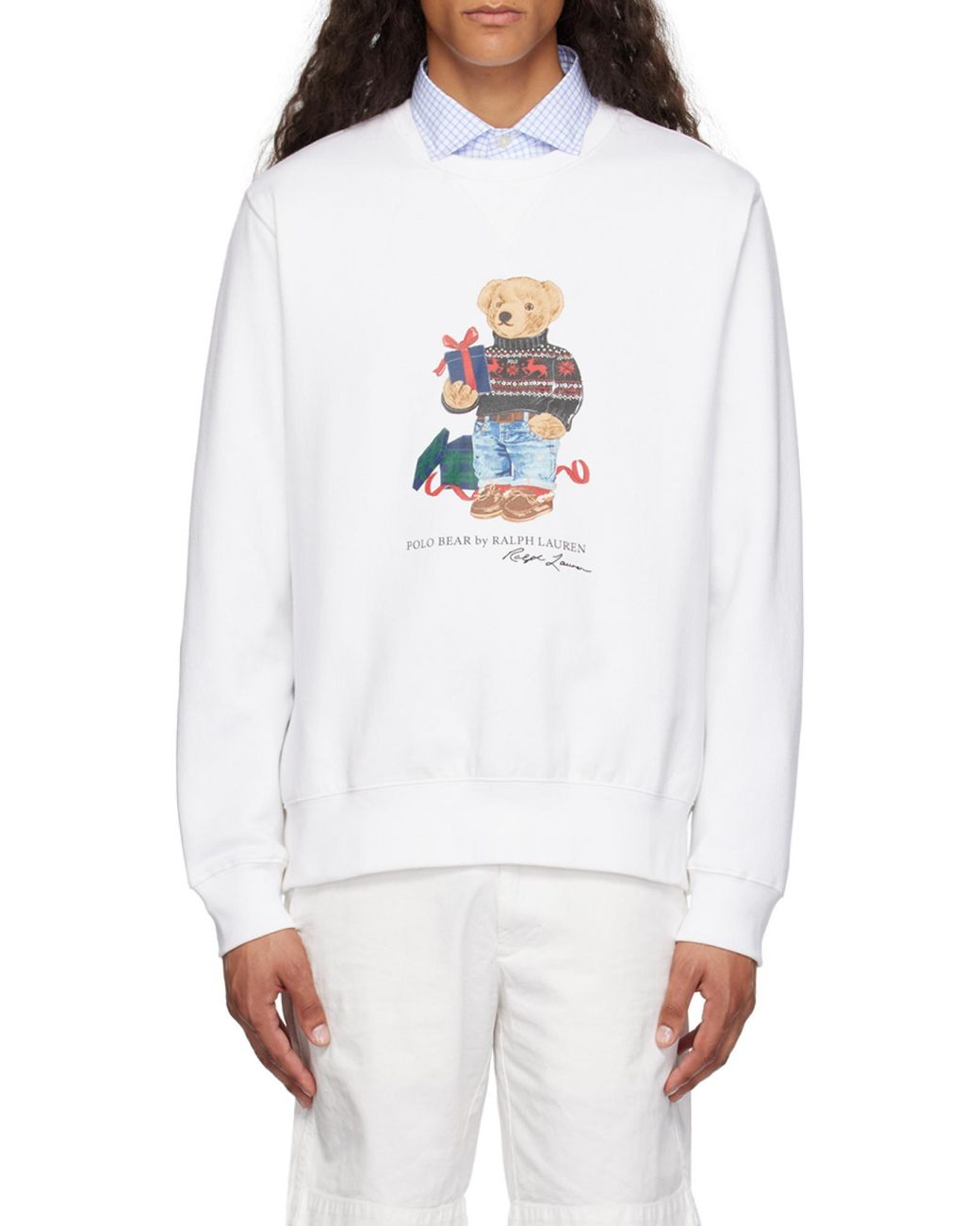 Polo Ralph Lauren White Teddy-Bear Print Jersey Sweatshirt for men