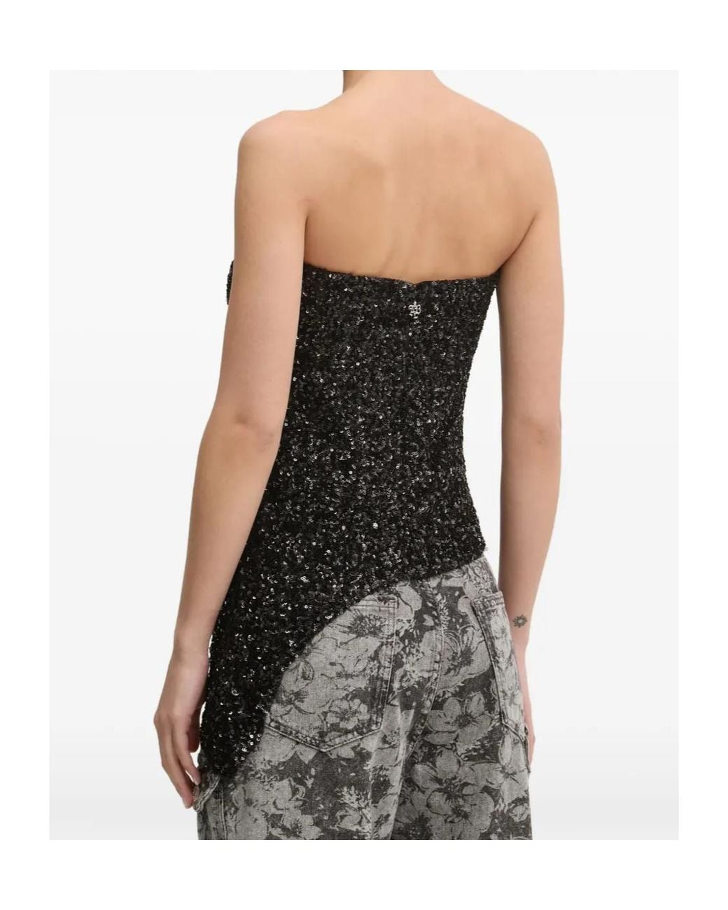Aniye By Black Sequin-Embellished Asymmetric Top