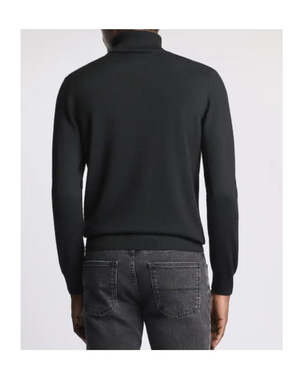 Fay Black Ribbed Turtleneck Knitted Sweater for men
