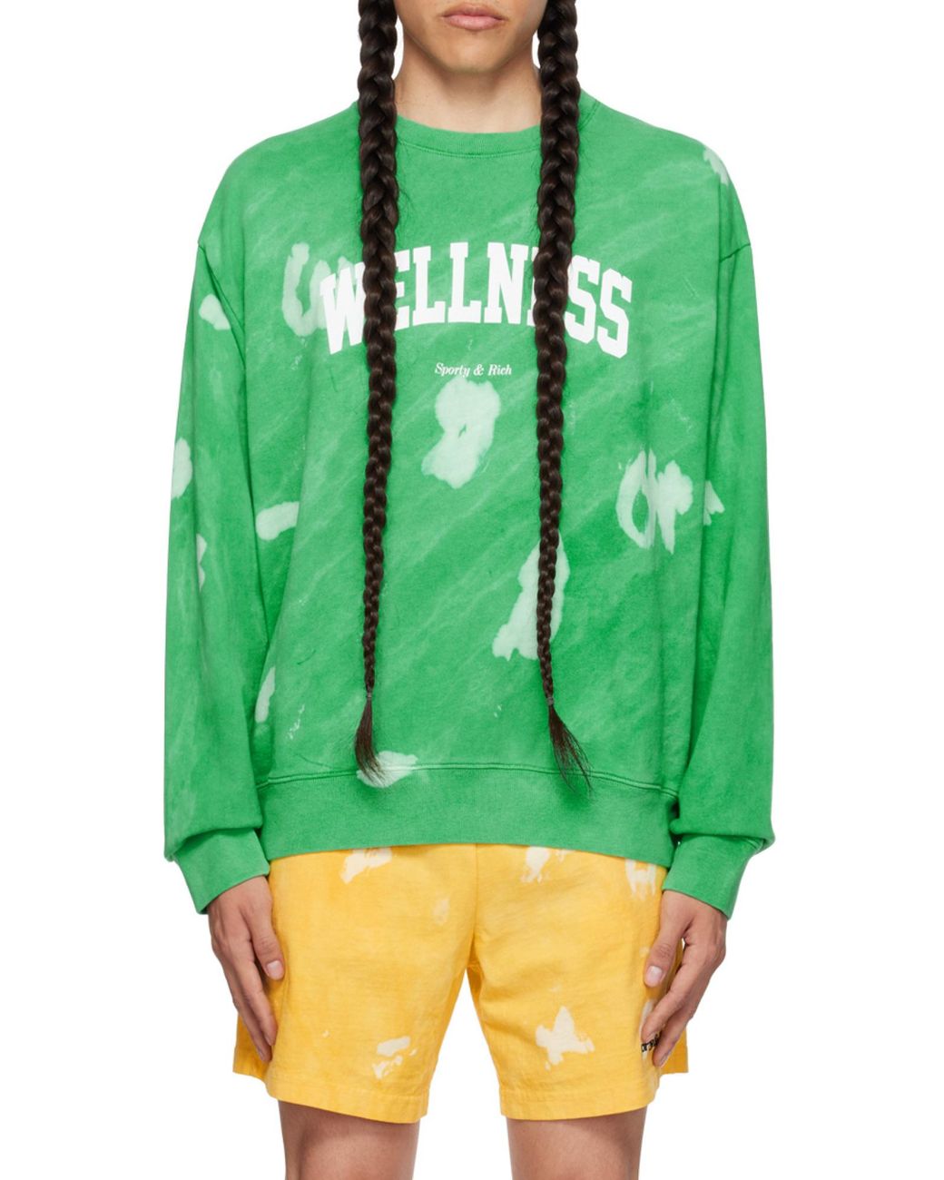 Sporty & Rich Green Wellness Tie-Dye Sweatshirt for men