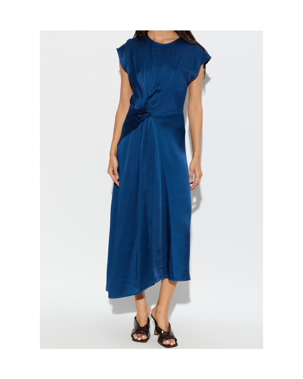 Victoria Beckham Blue Midi Aria Twist-Detail Dress