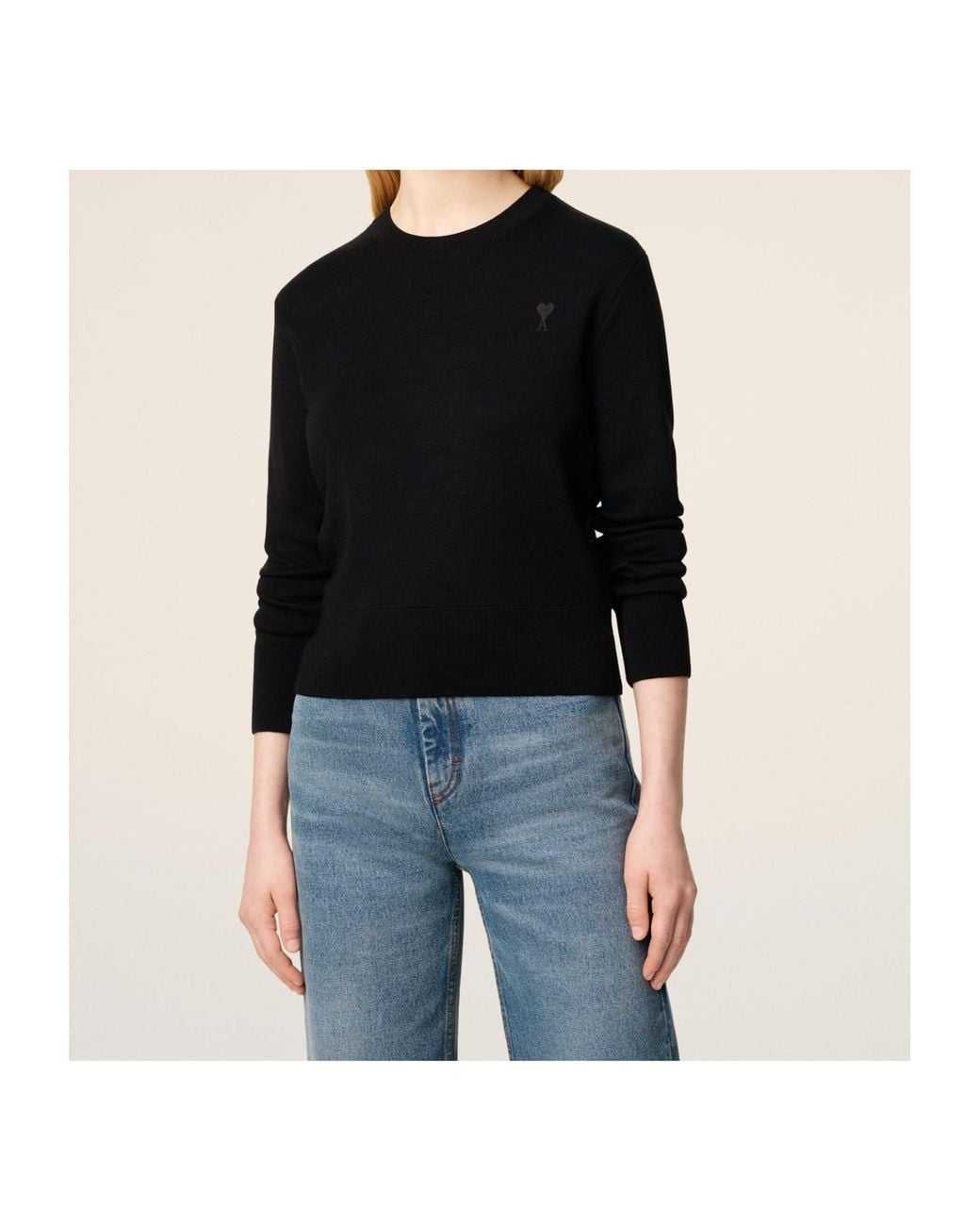 AMI Black De Coeur Wool Sweater