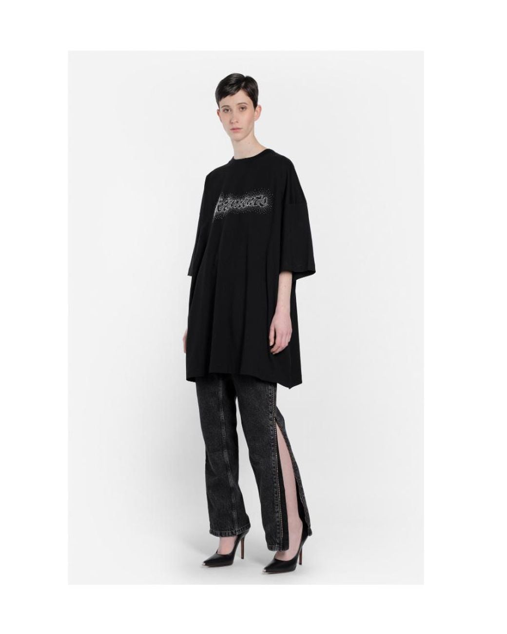Vetements Black Bling Bling Logo Printed T-Shirt for men