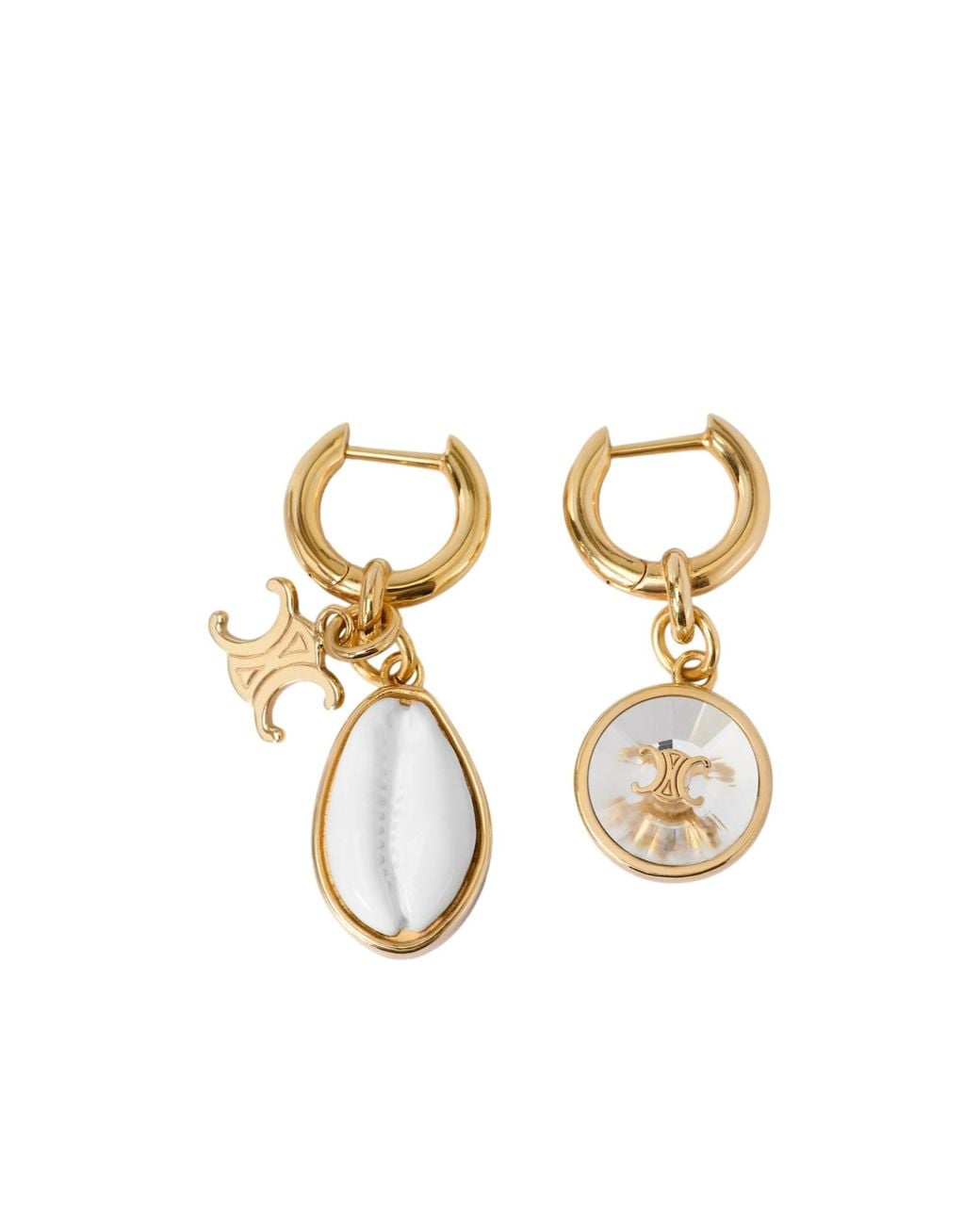 Céline Metallic Triumphal Shell Earrings