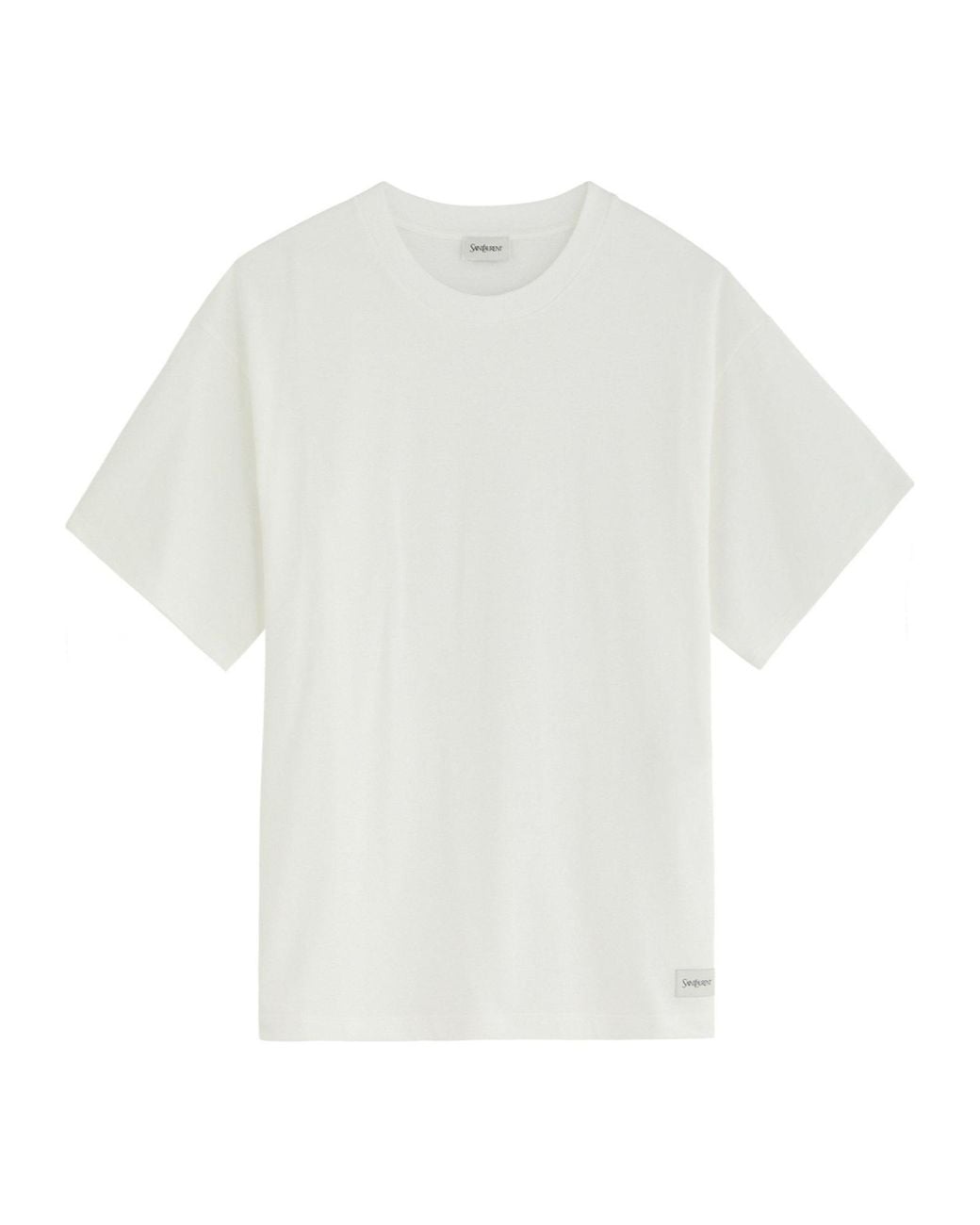 Saint Laurent White Short-Sleeve Cotton Logo T-Shirt for men