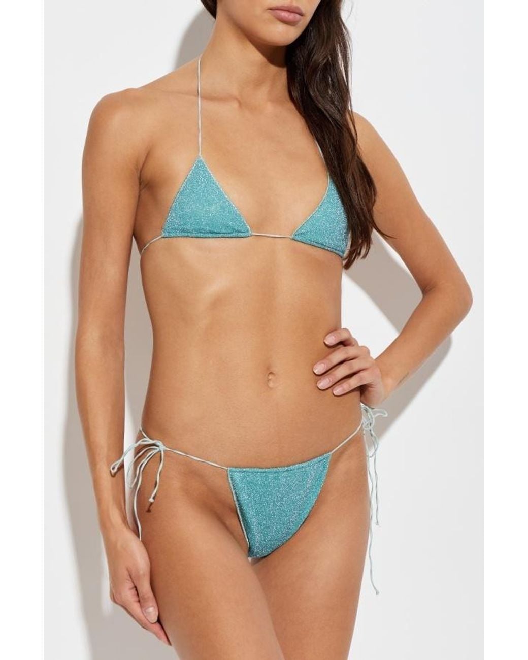 Oseree Blue Oséree Lurex Triangle Bikini Set