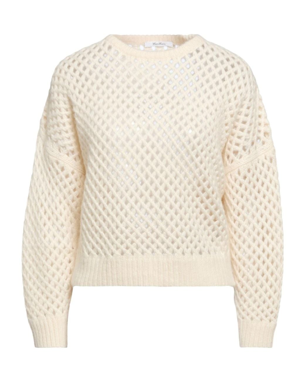 Max Mara White Solid Knit Top