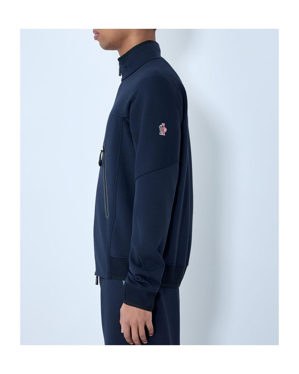 Moncler Blue Logo Zip-Up Sweatshirt for men