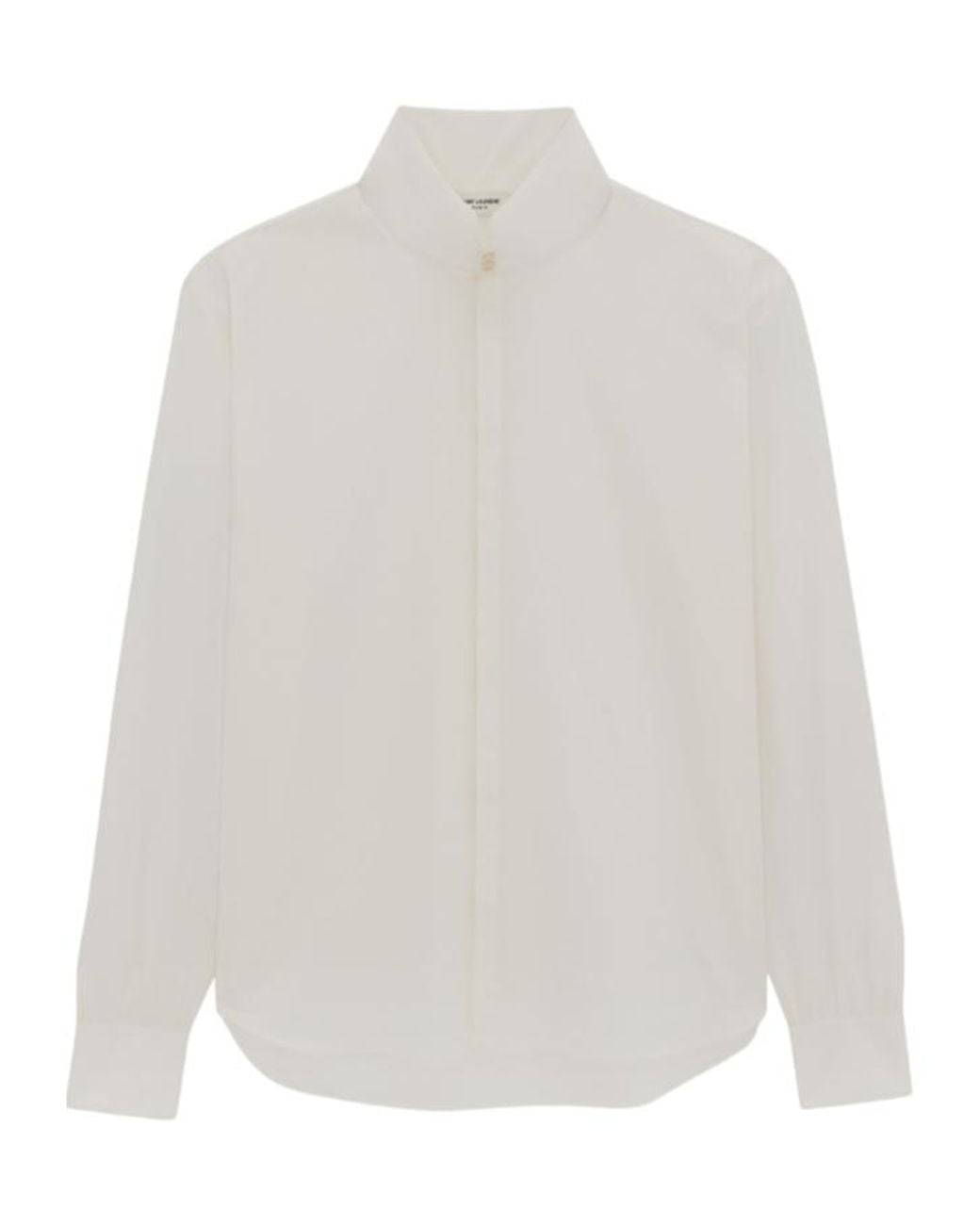 Saint Laurent White Button Detailed Long-Sleeved Shirt for men