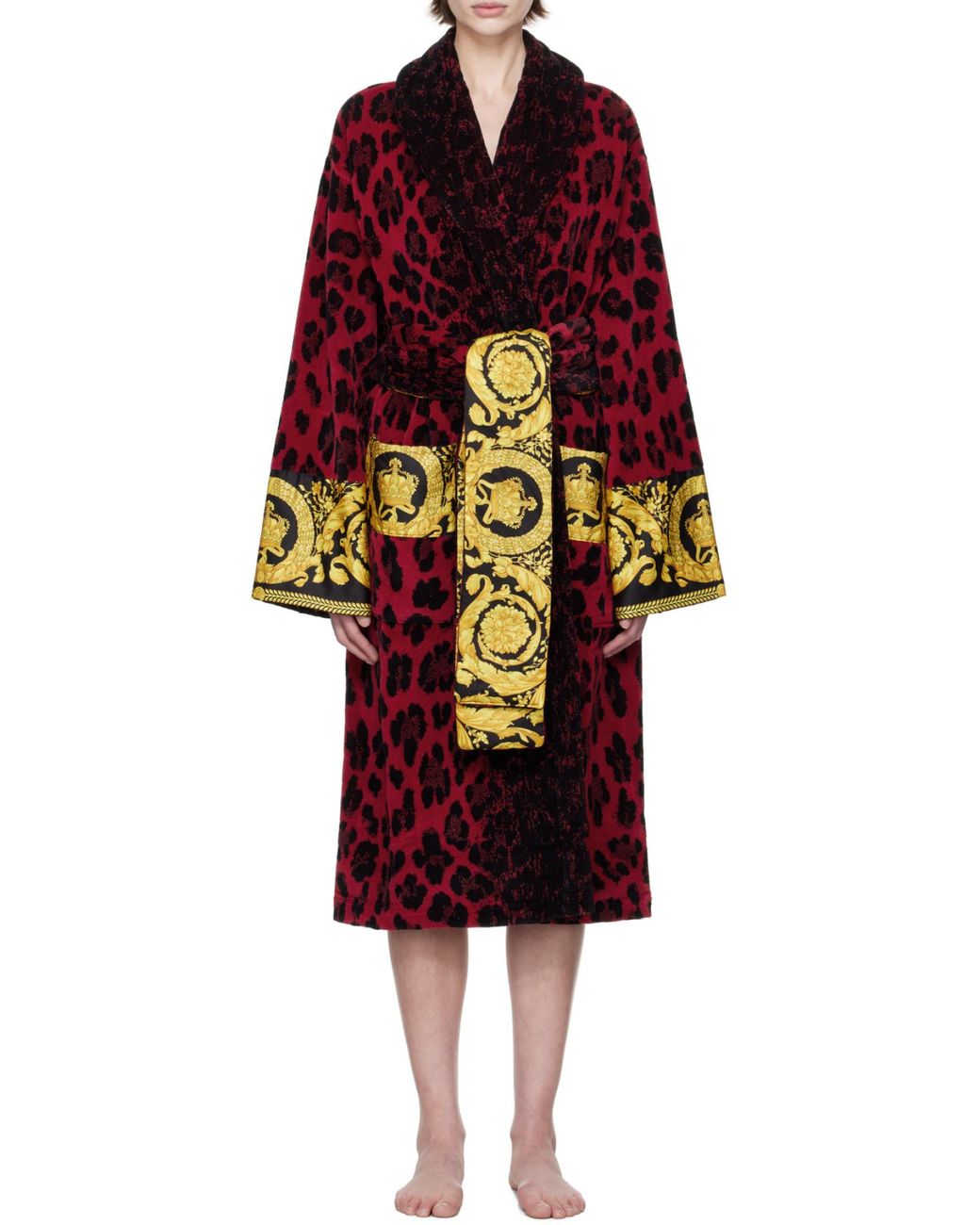 Versace Red Wild Barocco Bathrobe for men