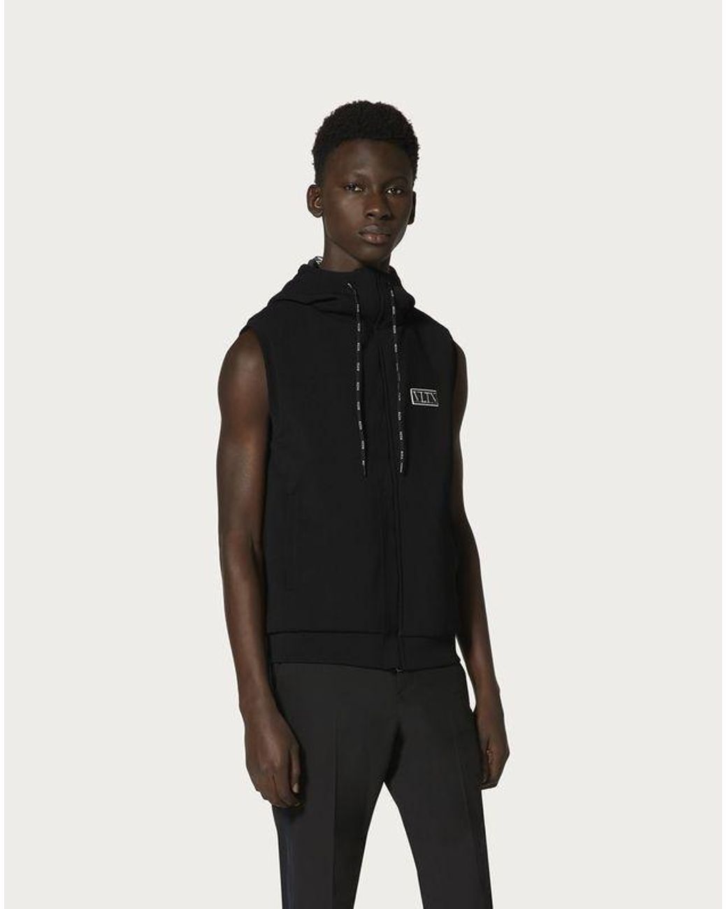 Valentino Black Vltn Hooded Gilet for men