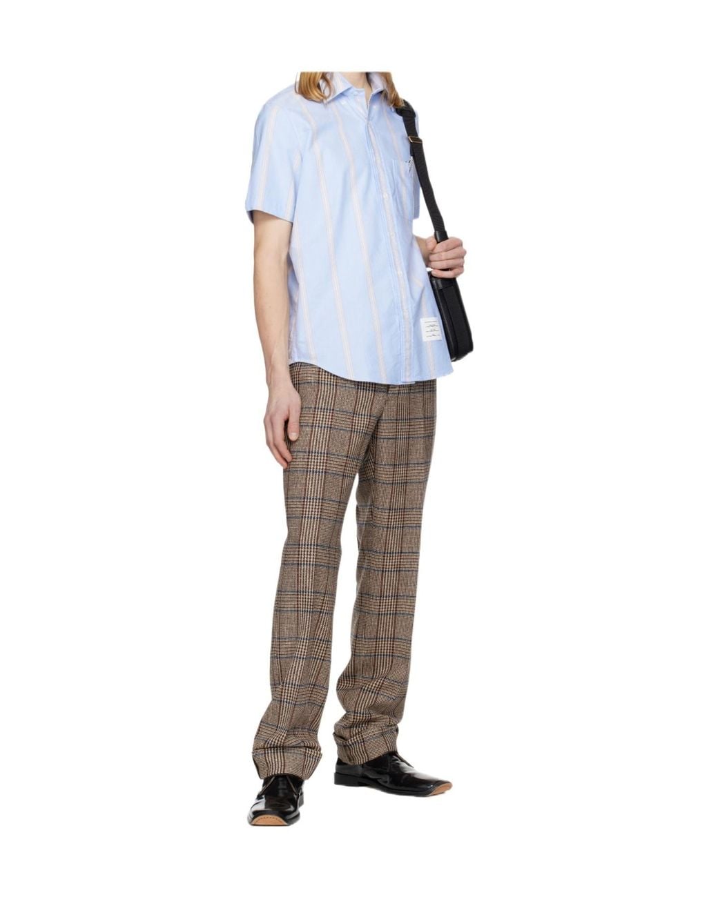 Thom Browne Blue Striped Short-Sleeve Shirt for men