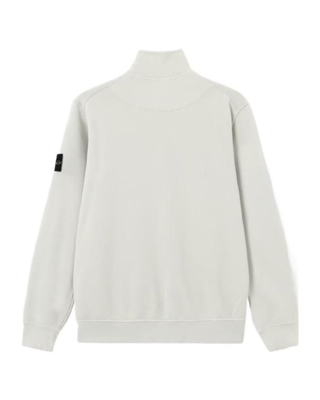 Stone Island White Logo Patch Zip-Up Sweatshirt for men