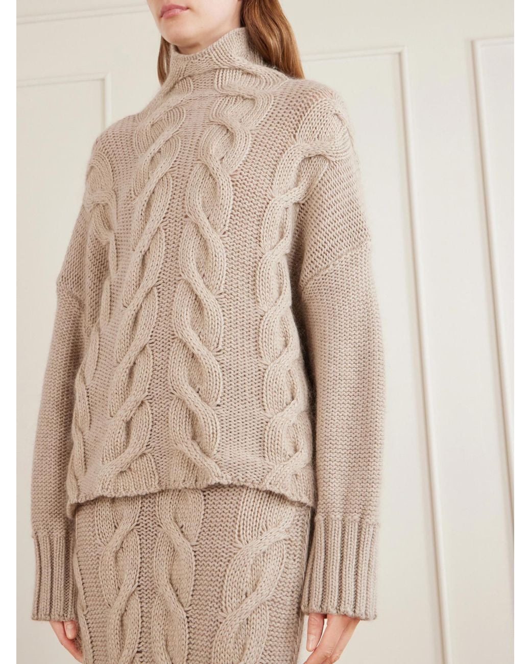 Khaite Natural Turtleneck Knit Sweater