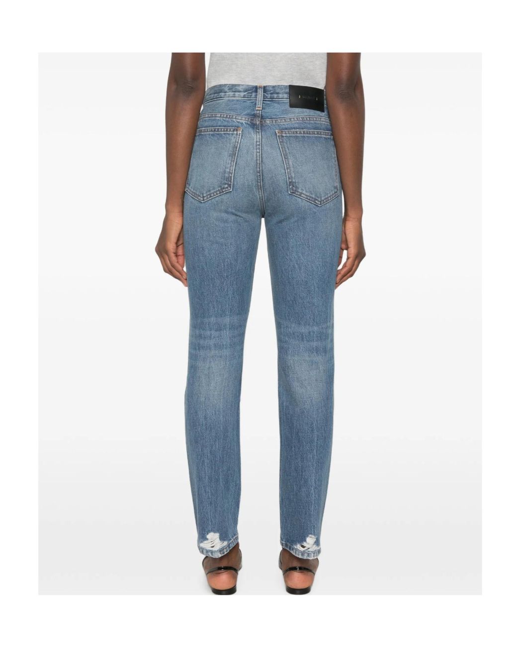 Khaite Blue Finley Faded-Effect Distressed Jeans