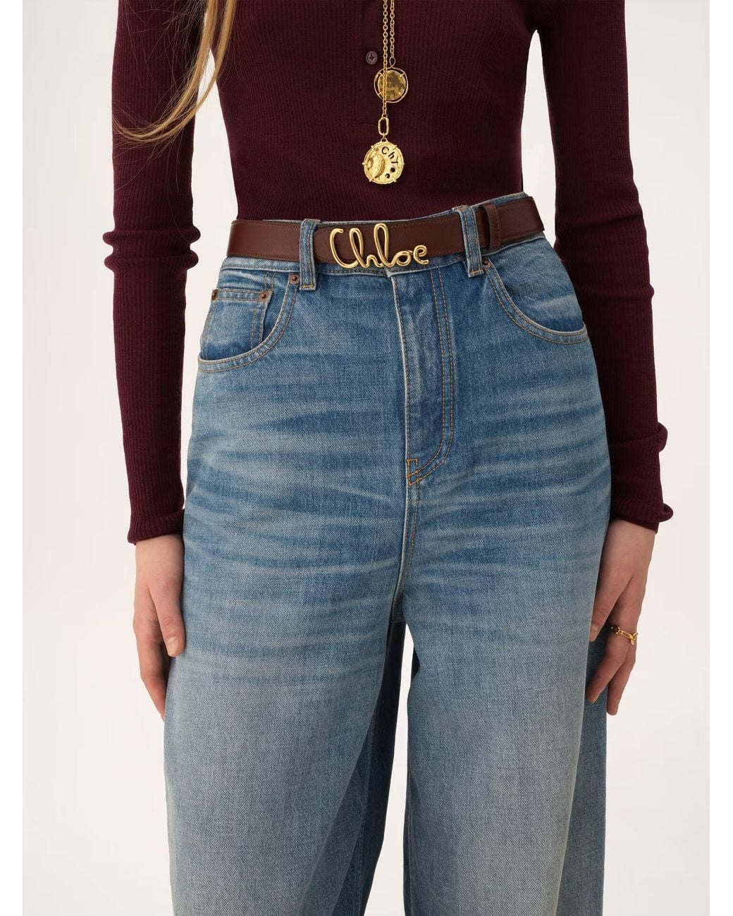 Chloé White Chloé Logo Buckle Belt
