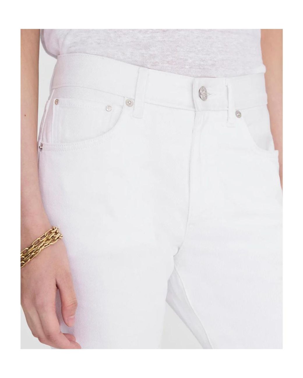 Anine Bing White Wyatt Raw-Cut Denim Jeans