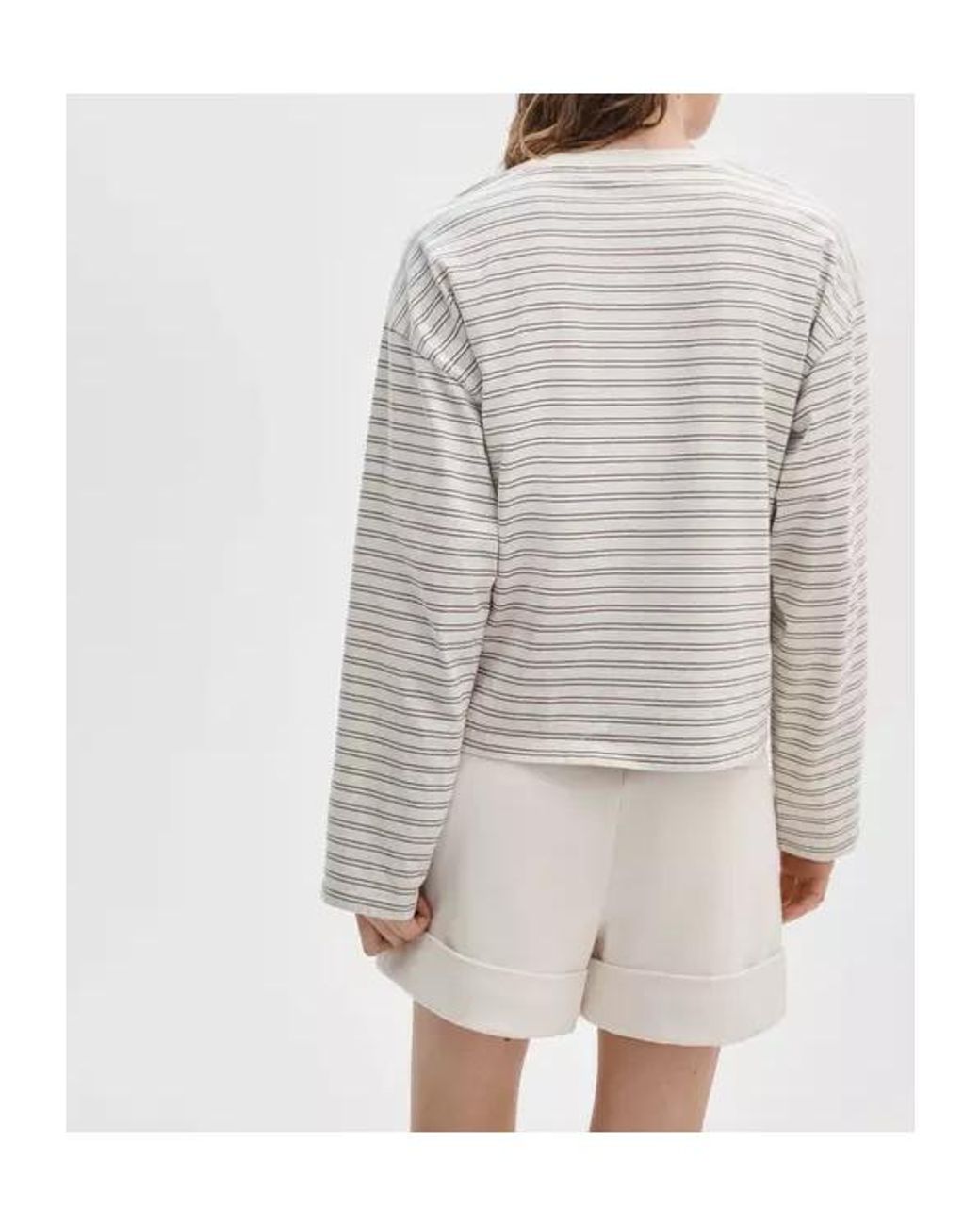 Rag & Bone White Kelly Boxy Striped Long-Sleeve T-Shirt